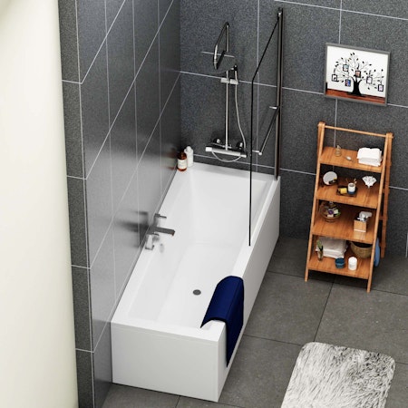 Straight Square Double Ended Shower Bath 1800