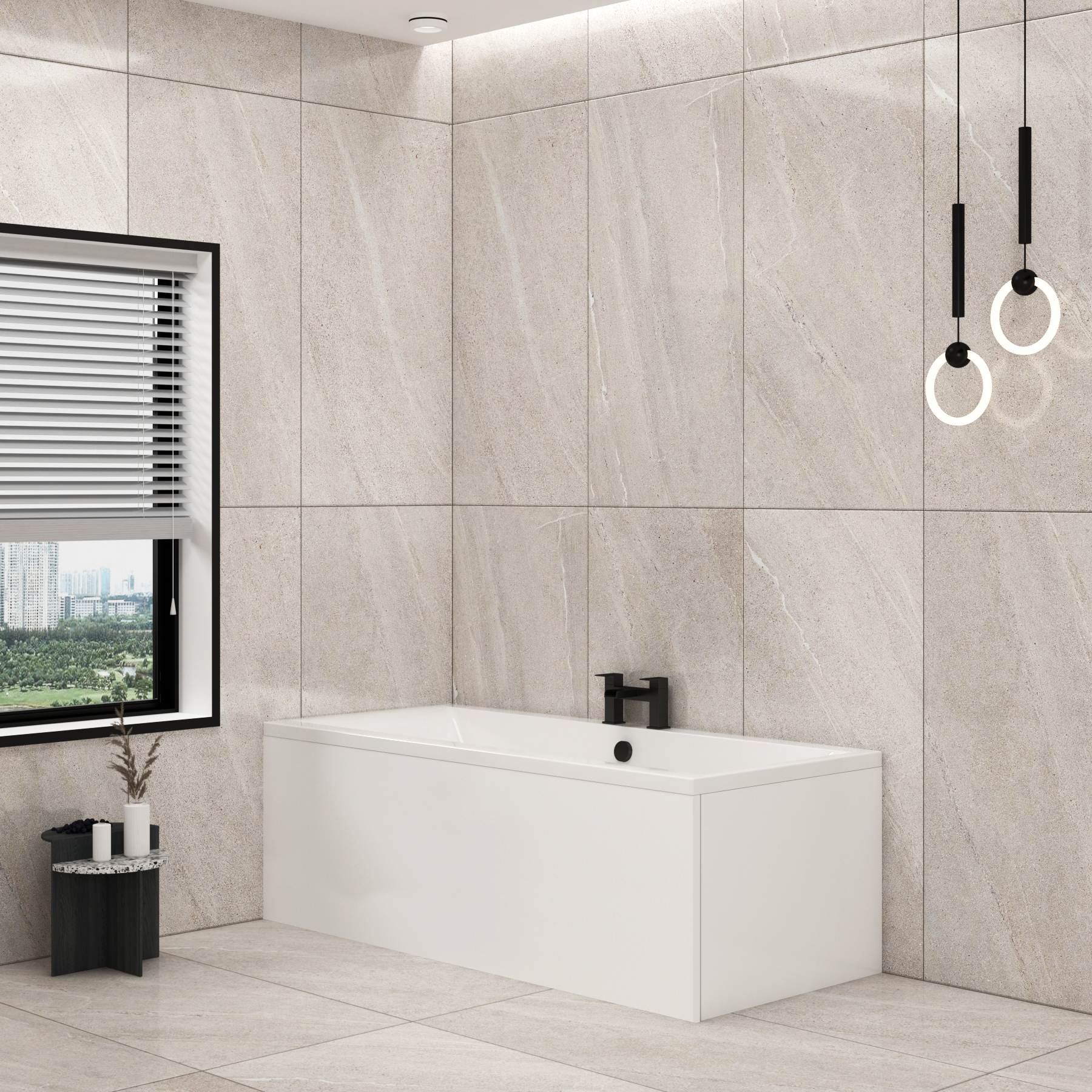 Amaze Acrylic Square Double Ended Bath 1700 x 750mm + Panel