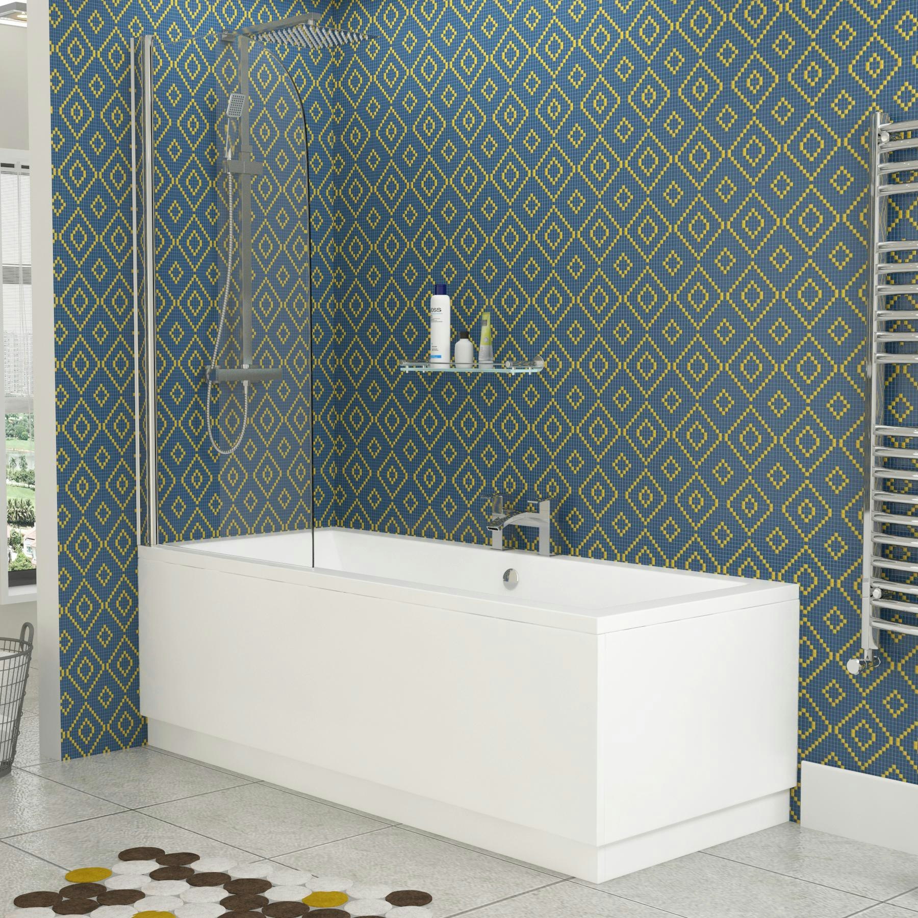 Amaze Acrylic Square Double Ended Shower Bath 1700 x 750mm + Shower