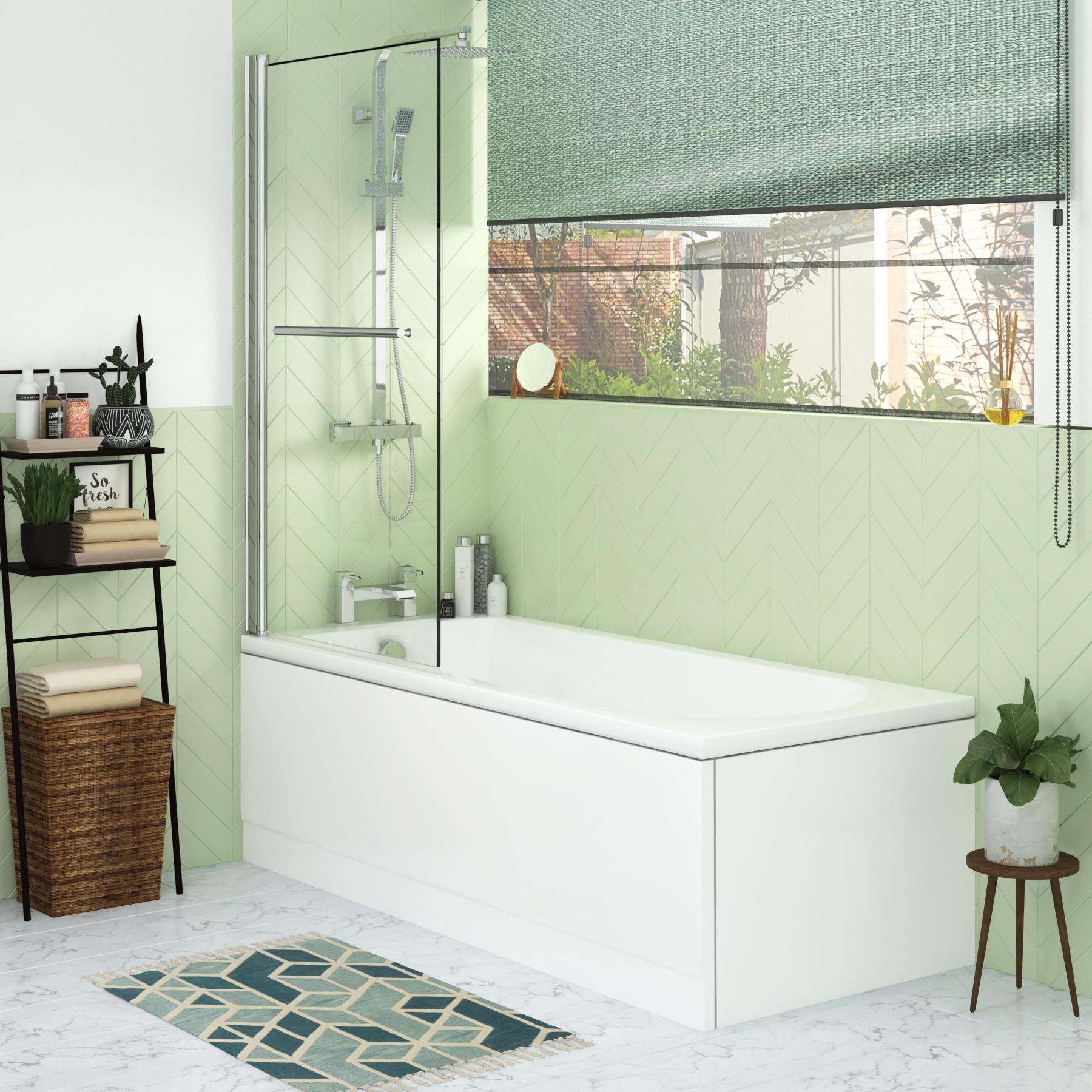 Straight Curved Single Ended shower Bath 1700