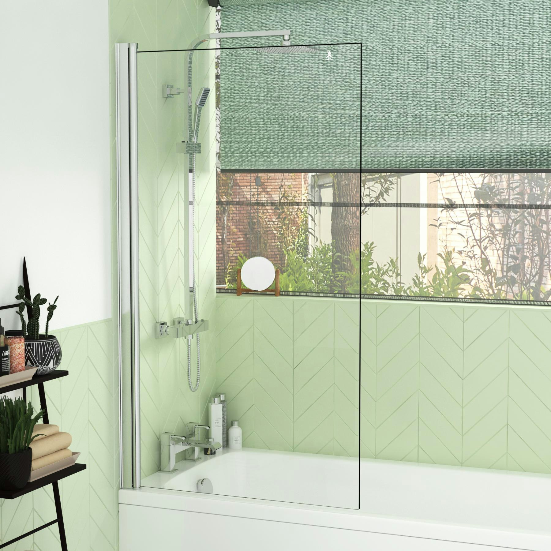 Breeze Acrylic Round Single Ended Shower Bath 1800 x 800mm Inc Square Shower Bath Screen + Front