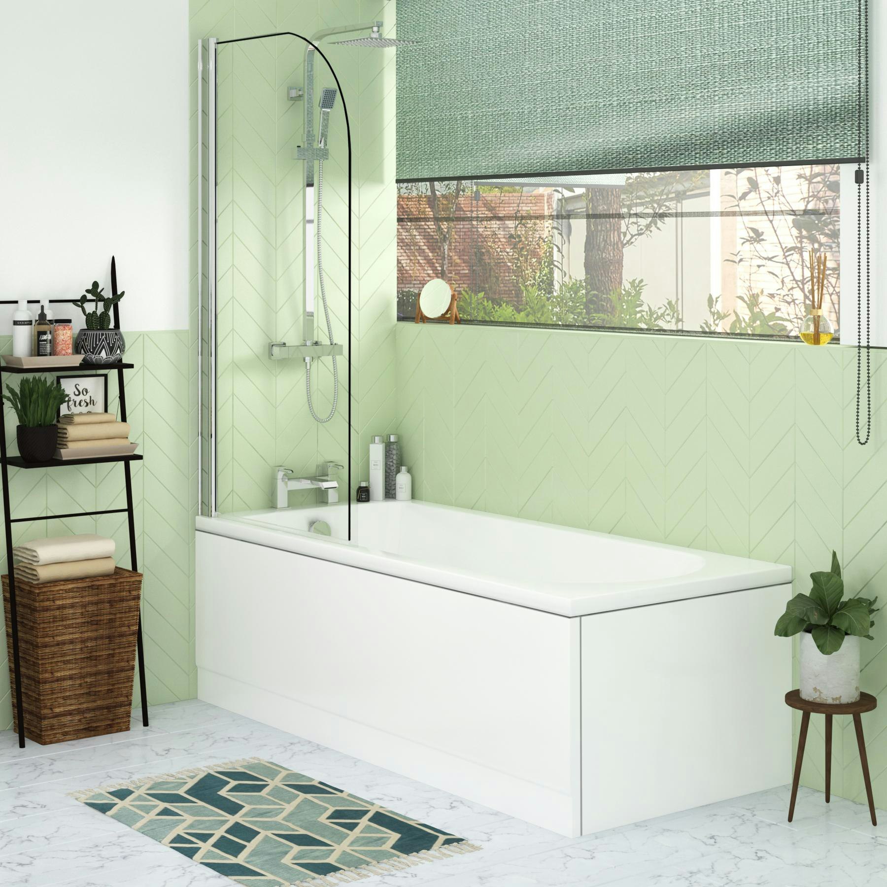 Breeze Acrylic Round Single Ended Shower Bath 1500 x 700mm Inc Shower