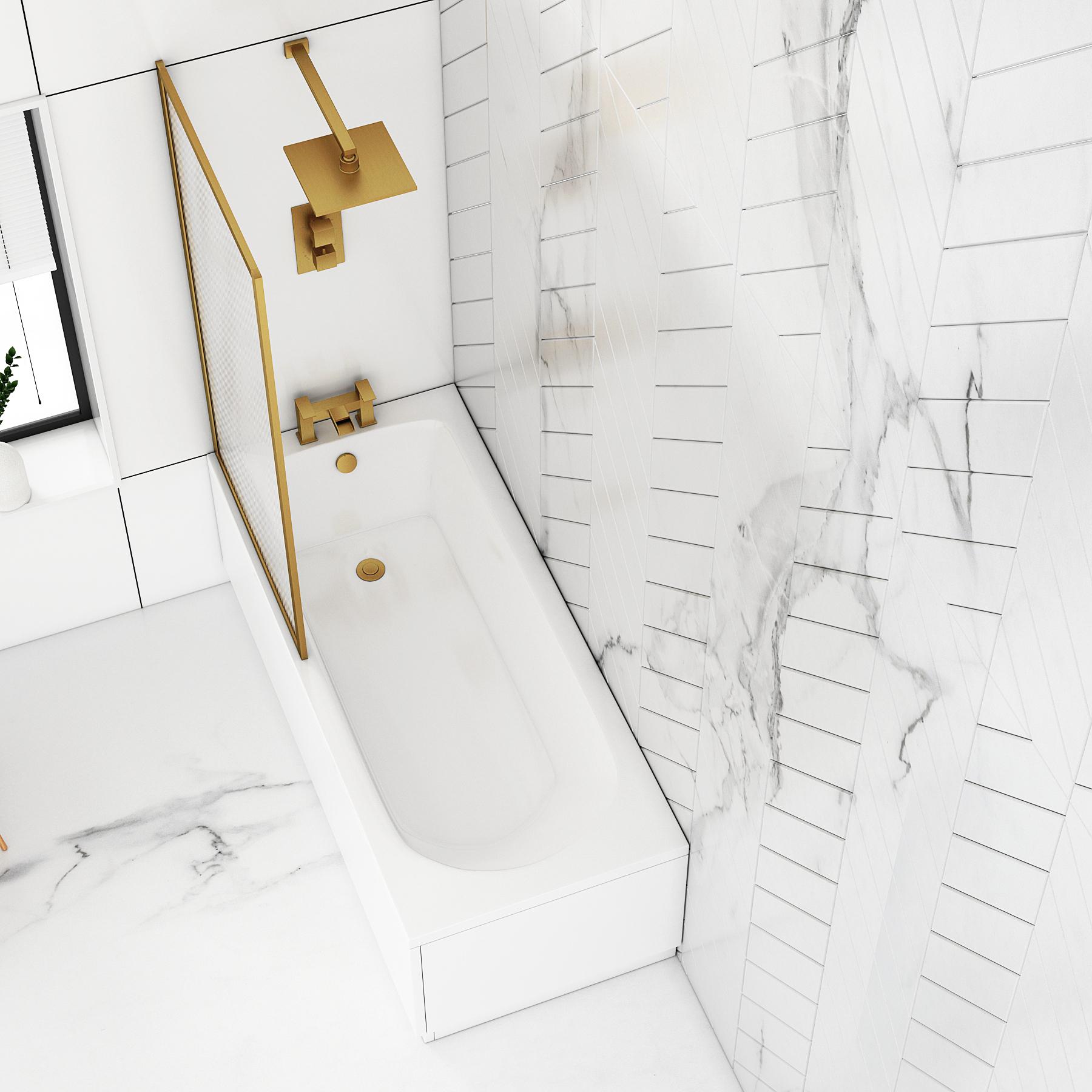 Breeze Round Single-Ended Acrylic Bath Tub with Fluted Screen & MDF Gloss White Panel