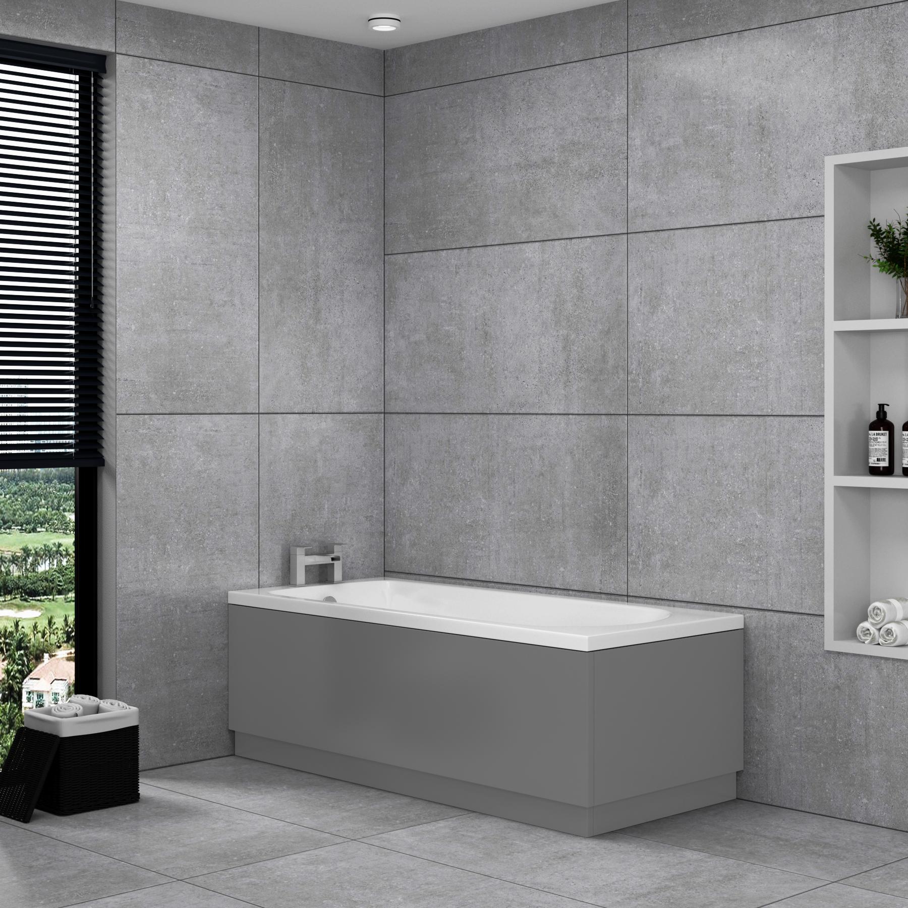 Breeze Acrylic Round Single Ended Bath Inc Optional MDF Indigo Grey Gloss Panels