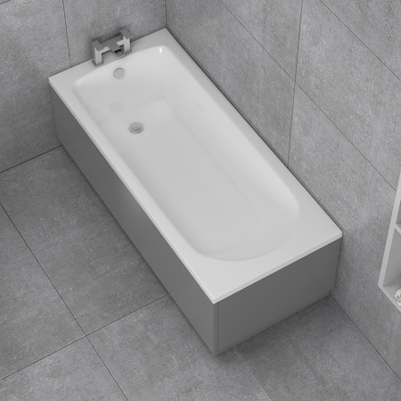 Breeze Acrylic Round Single Ended Bath 1500 x 700mm Inc MDF Grey Gloss Front & End Panel