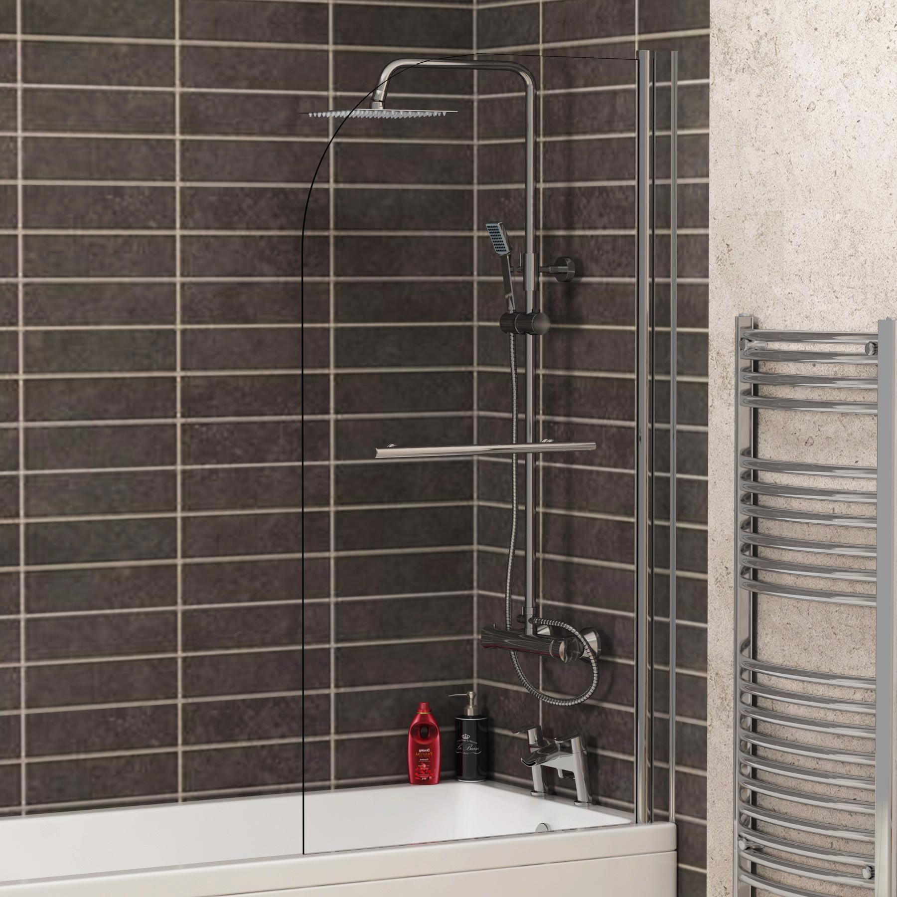 Cesar Acrylic Square Single Ended Shower Bath 1800 x 800mm Inc Round