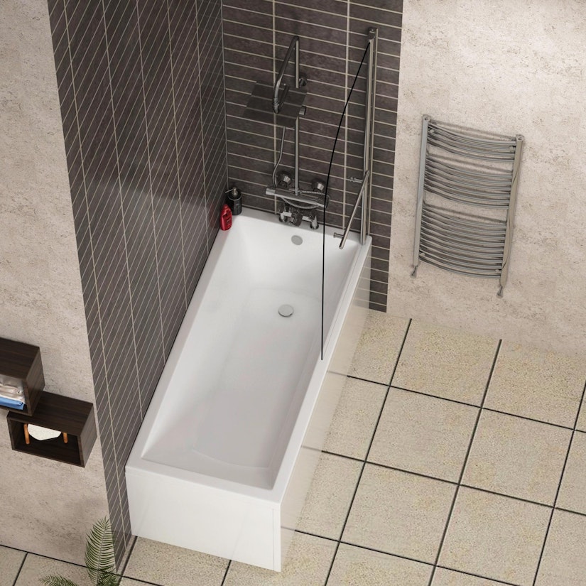 Straight Square Single Ended Shower Bath 1400