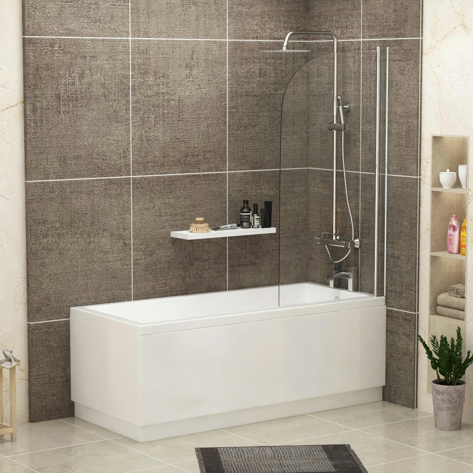 Cesar Acrylic Designer Square Edge Single Ended bath Tub with Shower