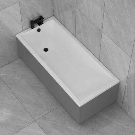 Cesar Acrylic Square Single Ended Bath in Various Sizes + Optional MDF Indigo Grey Gloss Panels