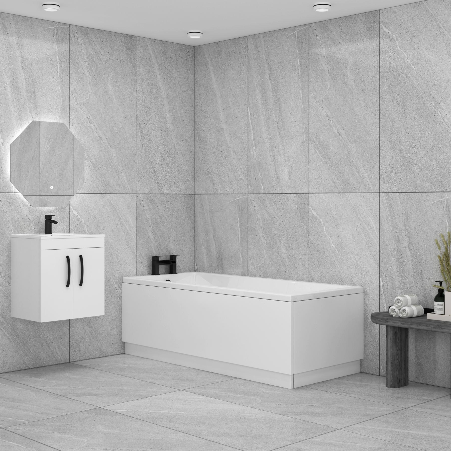 Cesar Acrylic Square Single Ended Bath 1500 x 700mm Inc MDF Front Panel