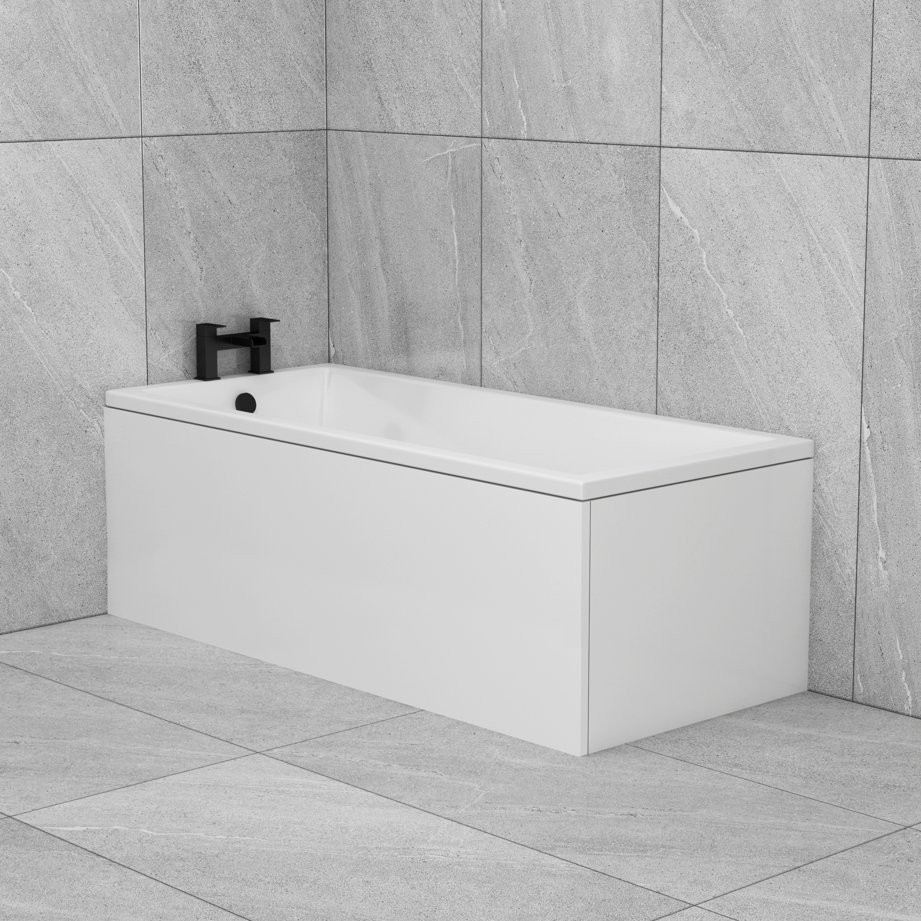 Cesar Acrylic Square Single Ended Bath 1600 x 700mm Inc Front Panel