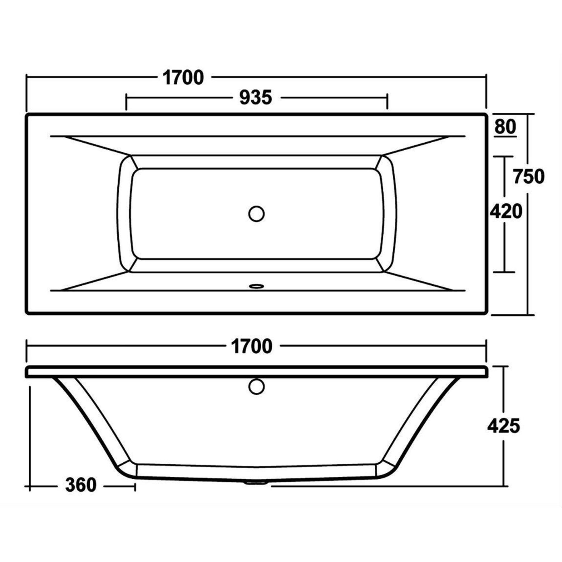Amaze Acrylic Square Double Ended Bath 1700 x 750mm + MDF Panels