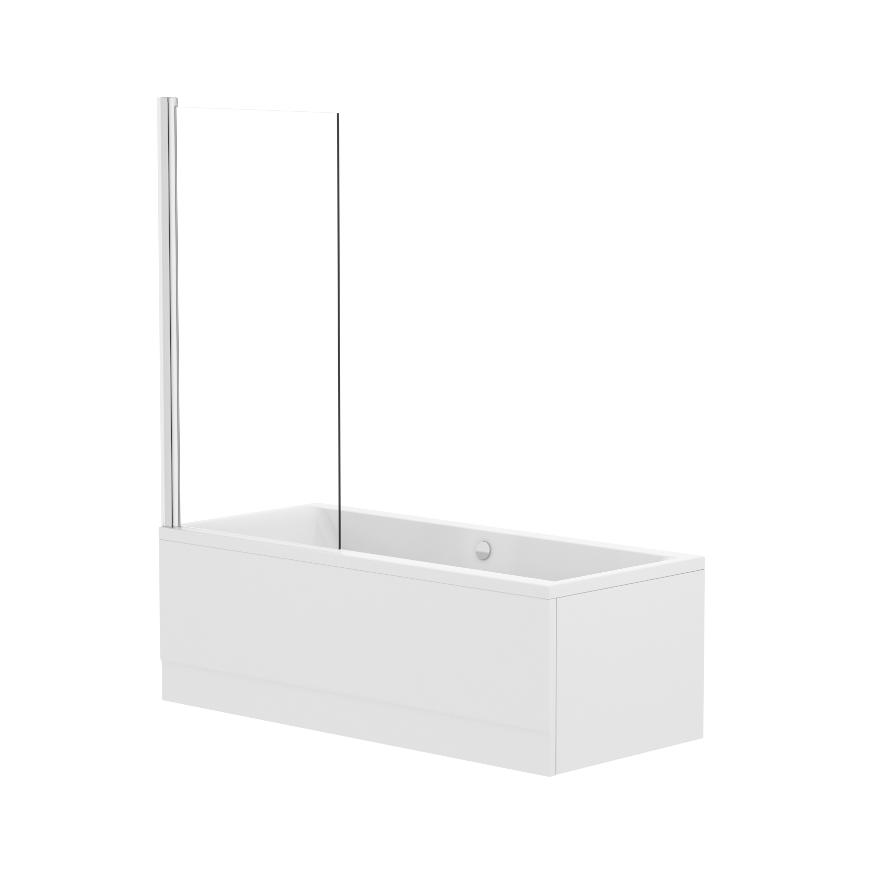 Amaze Acrylic Square Double Ended Shower Bath 1700 x 700mm + Square Shower Bath Screen & Panels