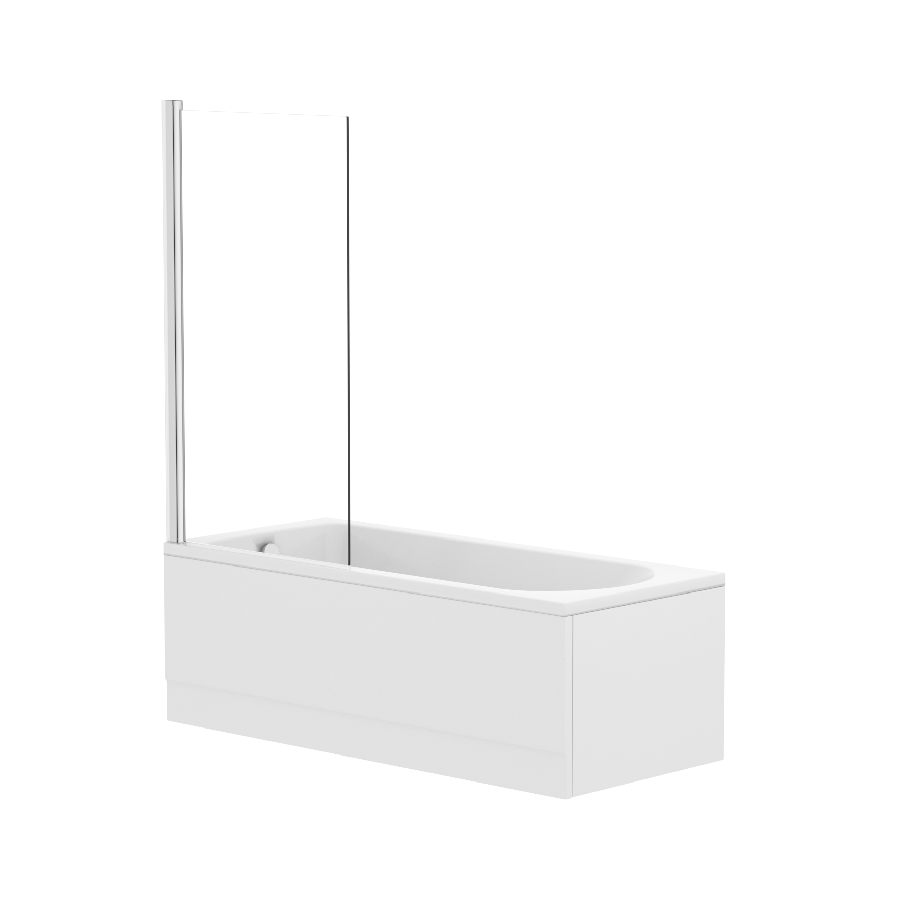 Breeze Acrylic Round Single Ended Shower Bath 1500 x 700mm Inc Square Shower Bath Screen + Front and End Panel