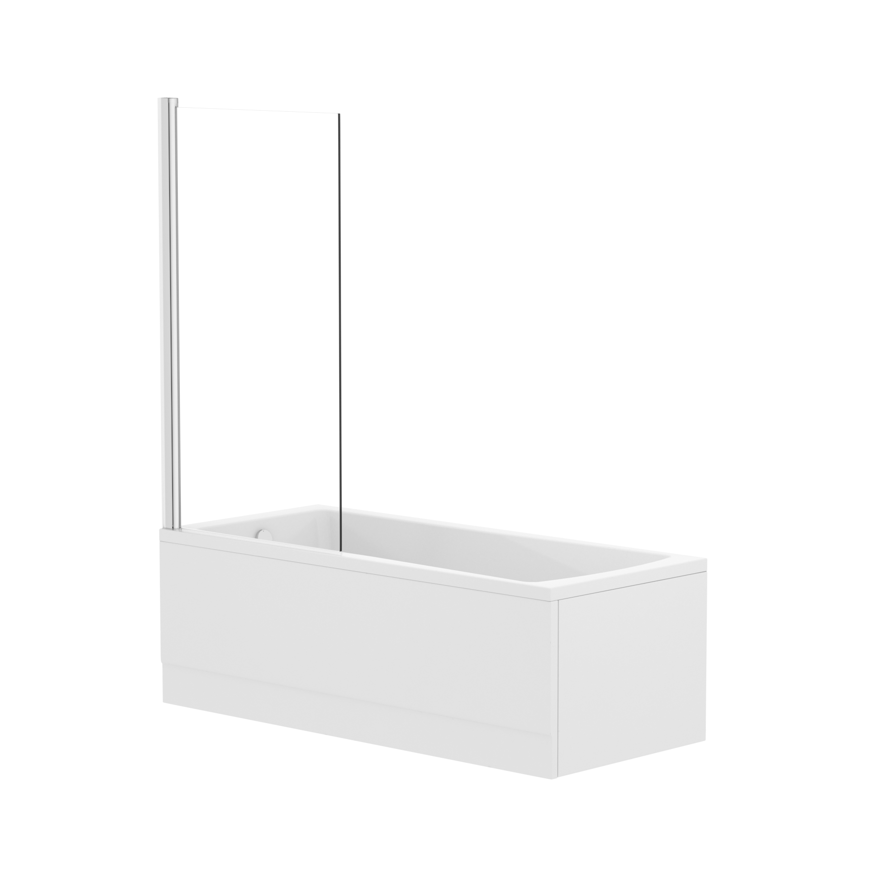 Cesar Acrylic Square Single Ended Shower Bath 1400 x 700mm Inc Square Shower Bath Screen + Front Panel