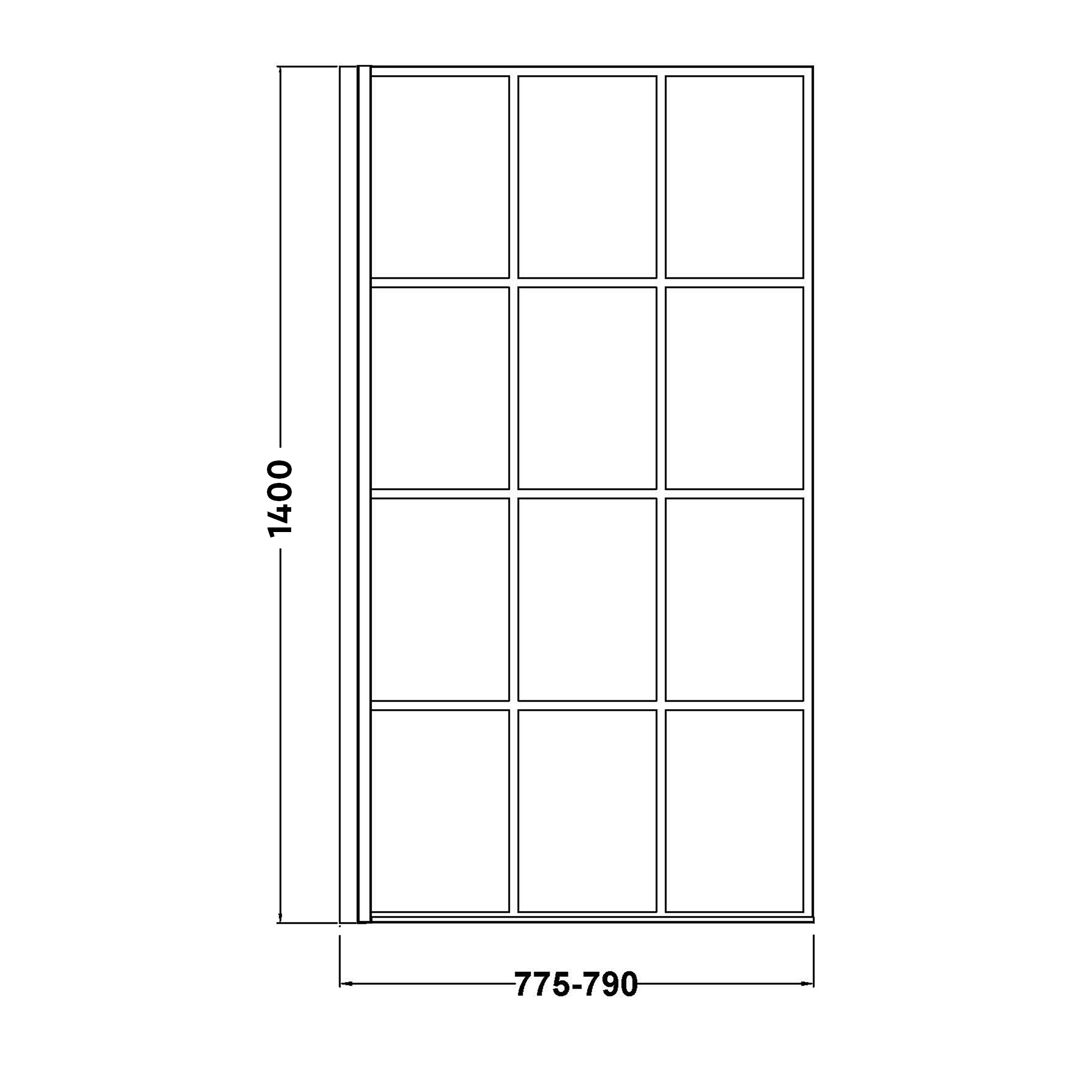 Cesar Square Single Ended Shower Bath 1600 x 700mm with Black Square Grid Screen