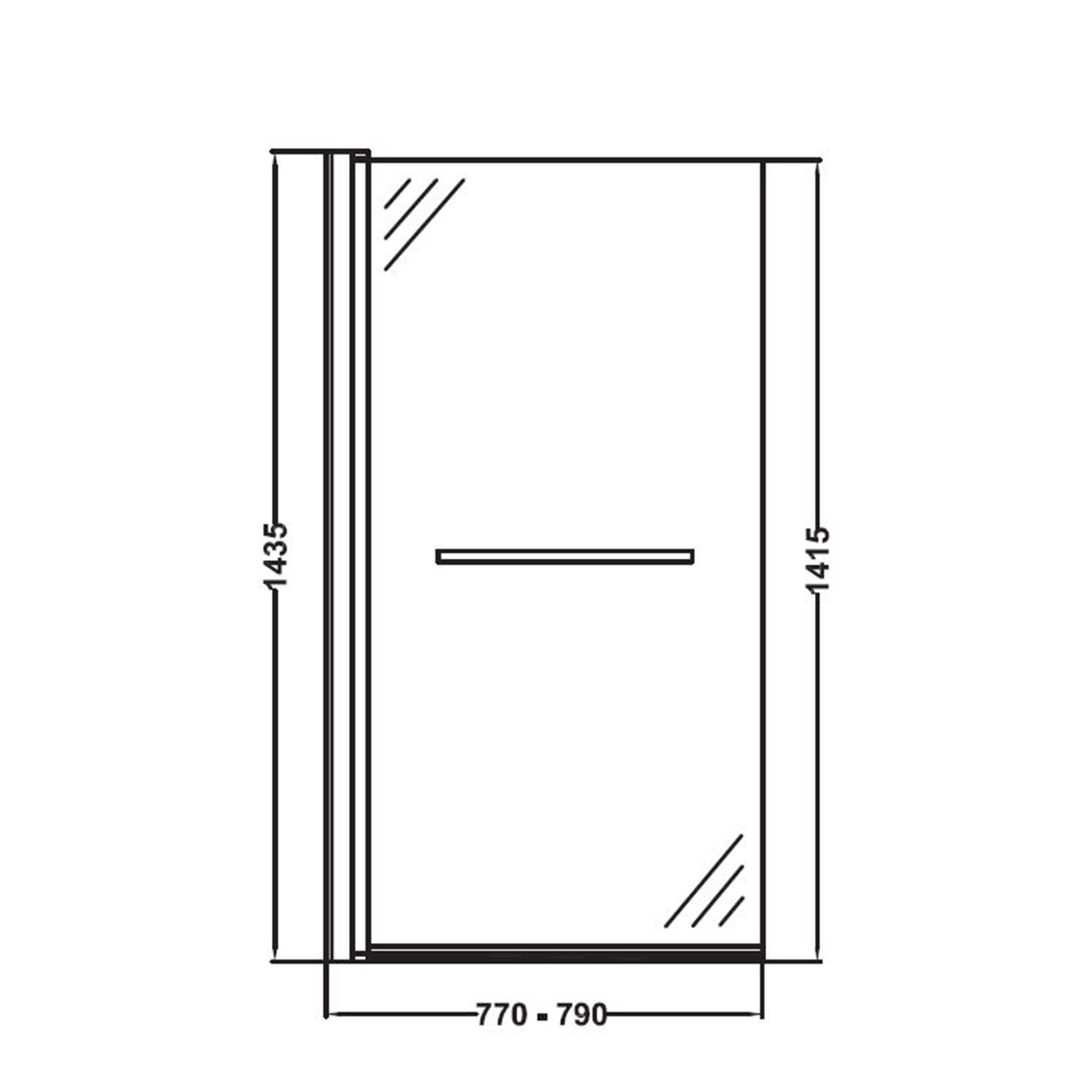Cesar Square Single Ended Shower Bath 1400 x 700mm with Brushed Brass Wall Profile Screen and Rail