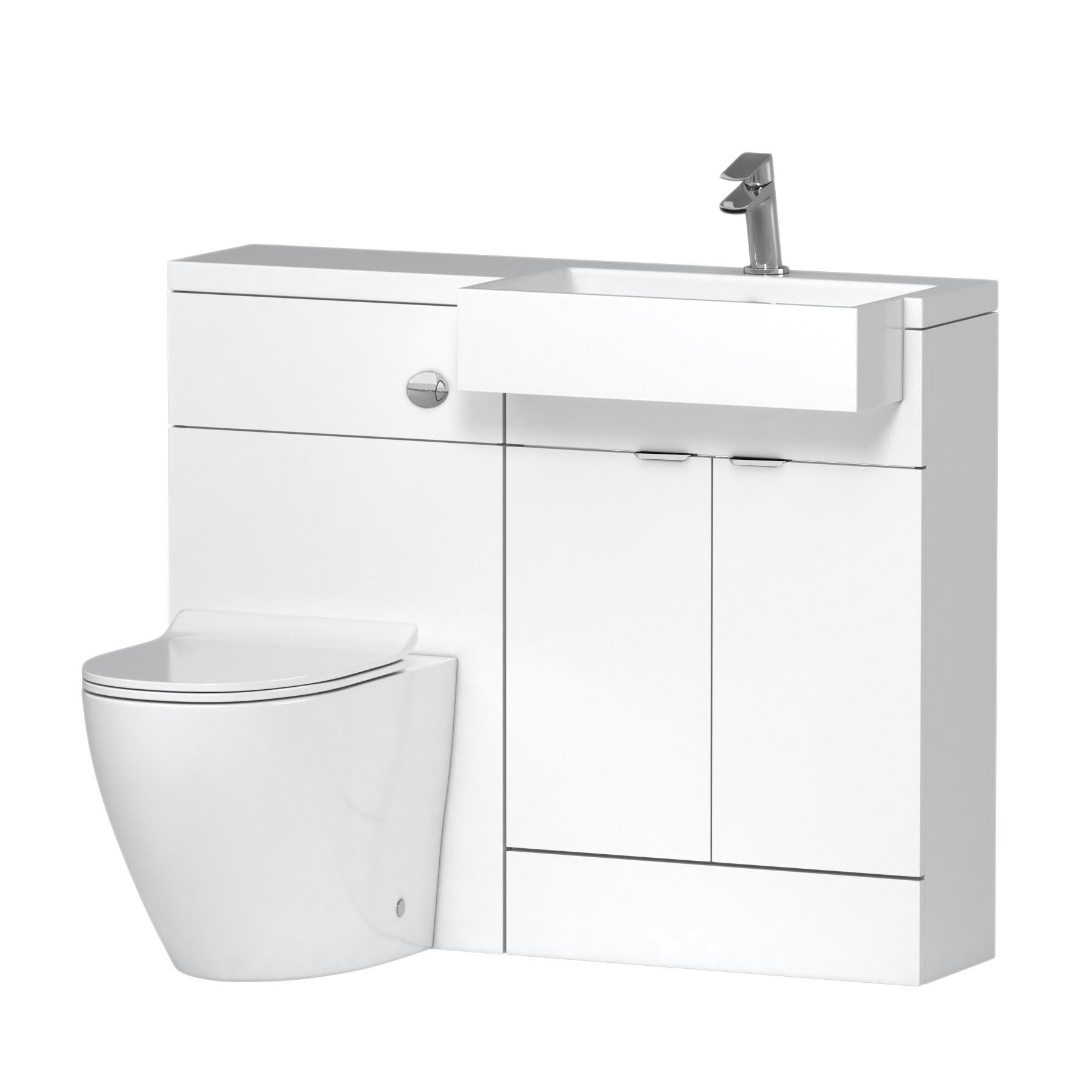 Elena 1100mm Gloss White 2 Door Floor Standing Vanity Unit with R/H