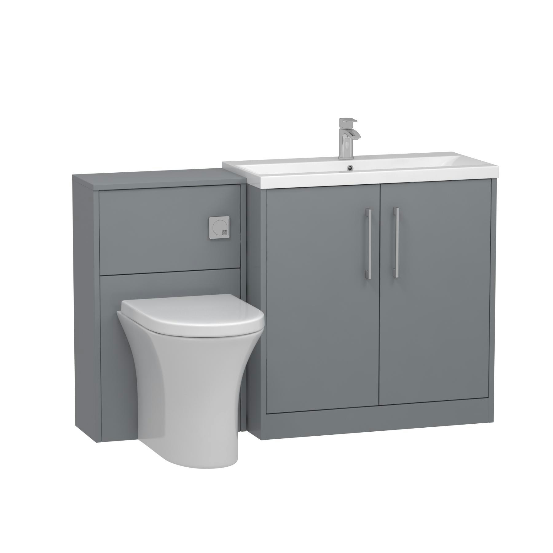 Milan 1300mm Coastal Grey 2 Door Floor Standing Vanity Unit MidEdge