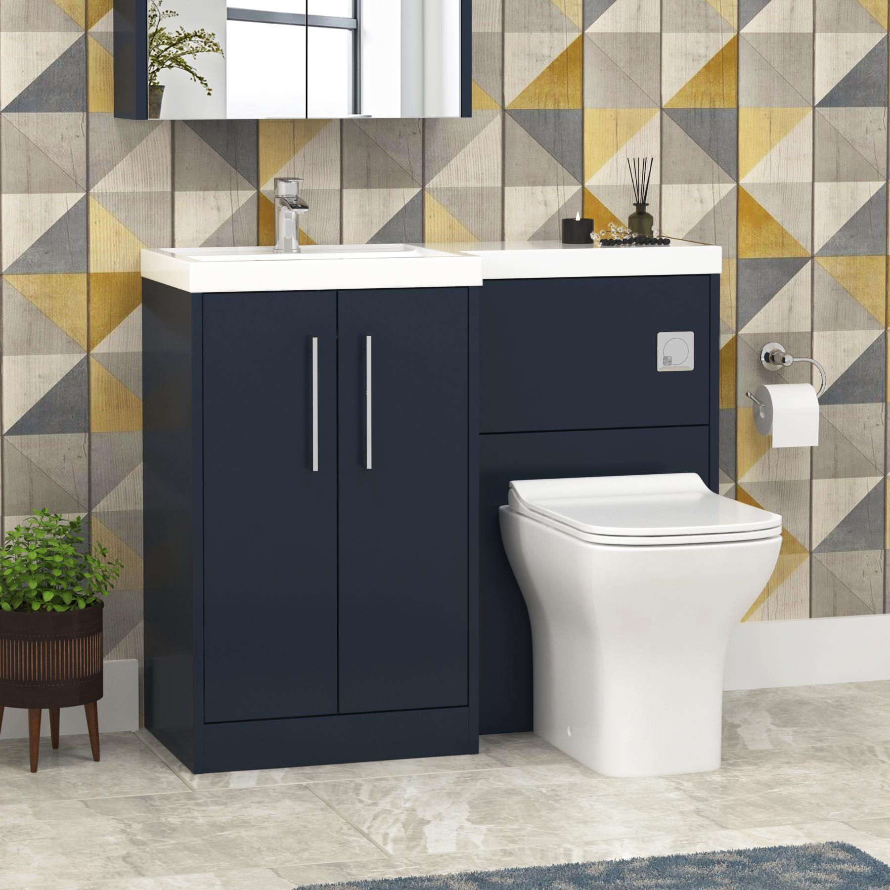 Milan 1000mm Electric Blue 2 Door Floor Standing Vanity Unit L\H L