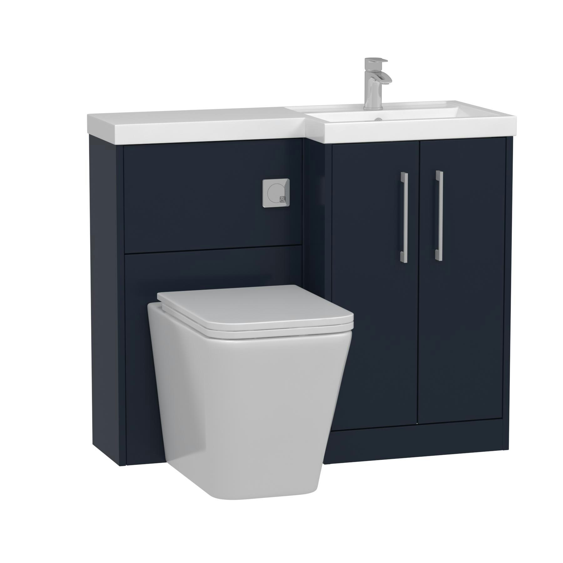 Milan 1000mm Electric Blue Matt 2 Door Floor Standing Vanity Unit R\H L