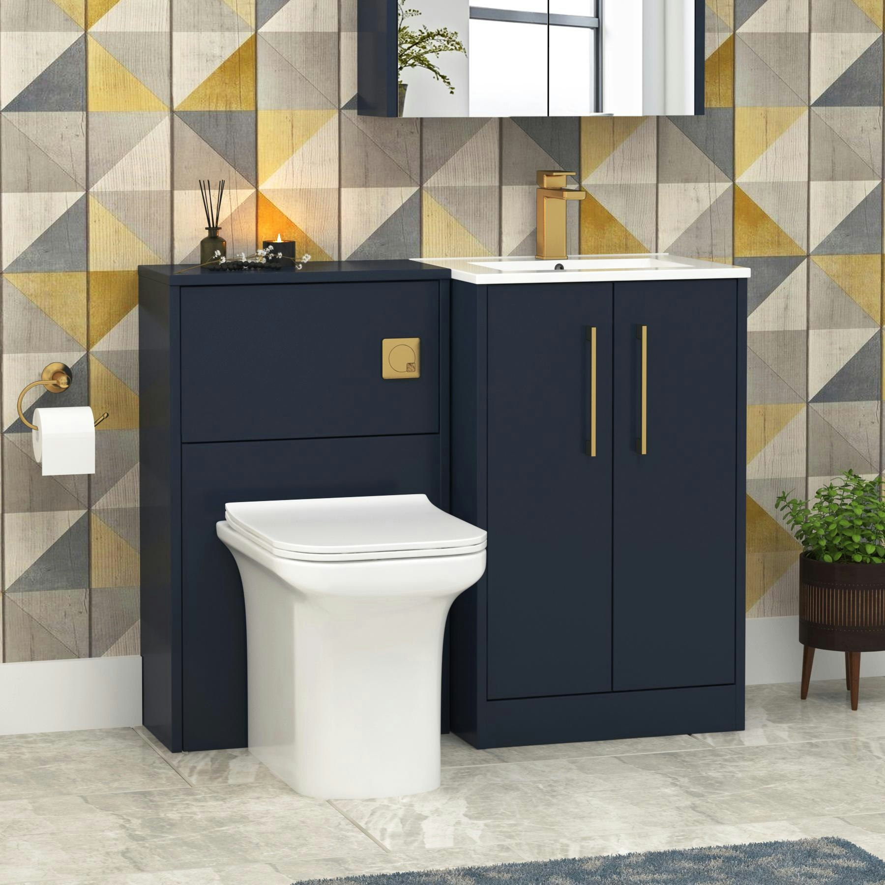 Milan 1000mm Electric Blue Floor Standing Vanity Unit 2 Door with