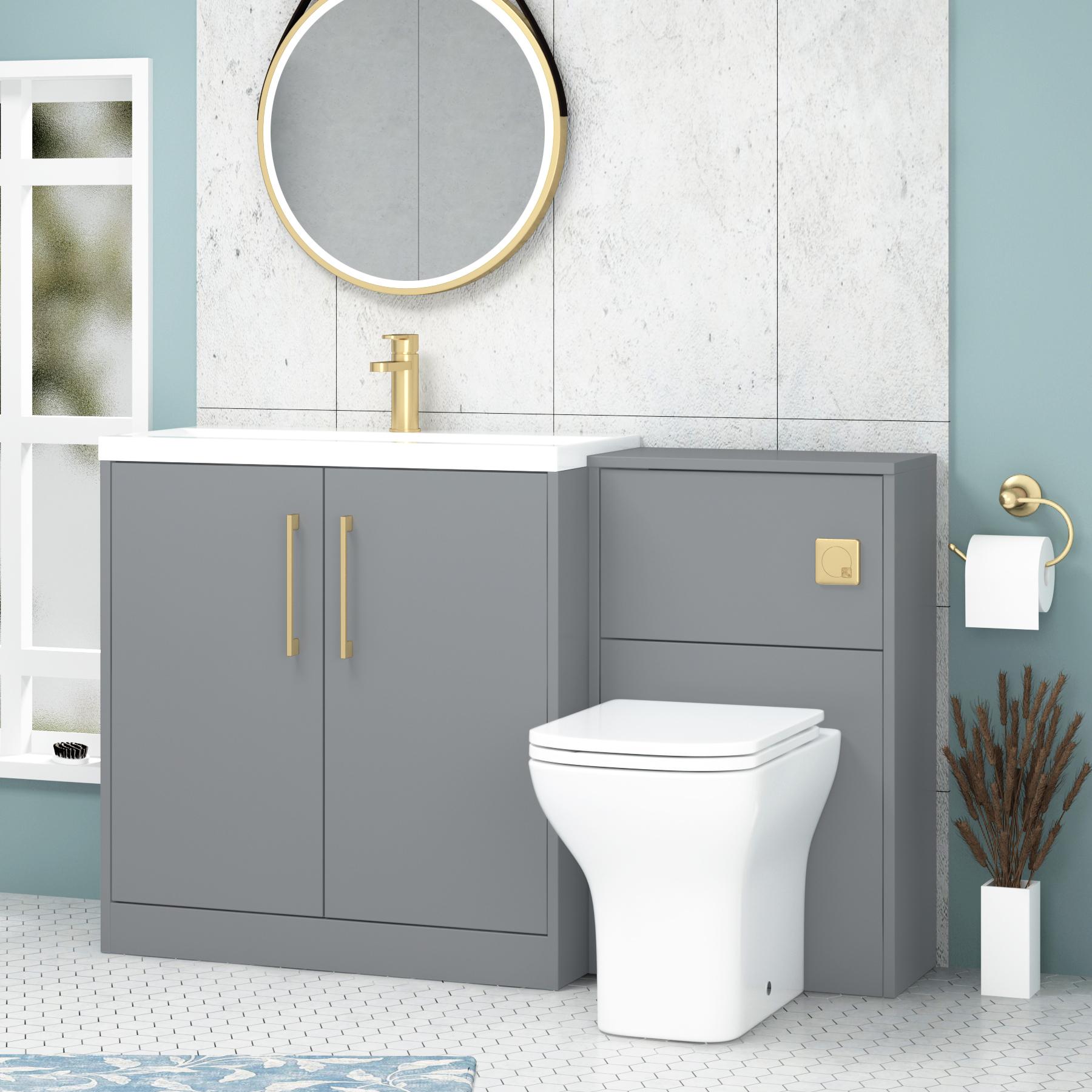 Milan 1300mm Coastal Grey 2 Door Floor Standing Vanity Unit Minimalist