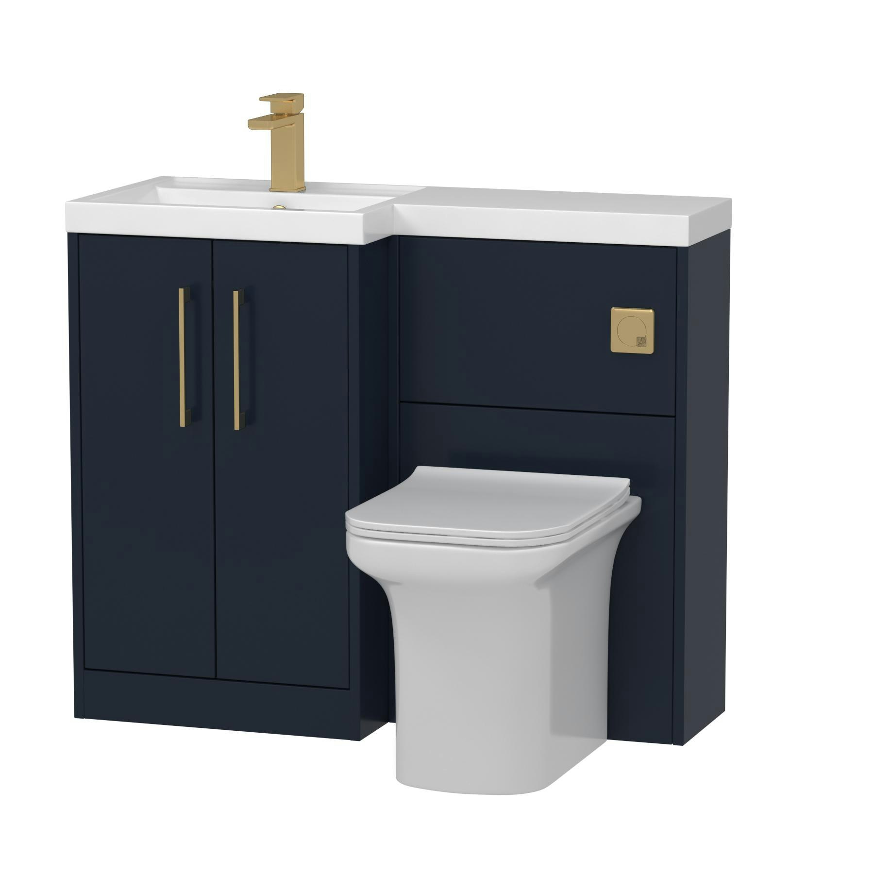 Milan 1000mm Electric Blue 2 Door Floor Standing Vanity Unit L\H L