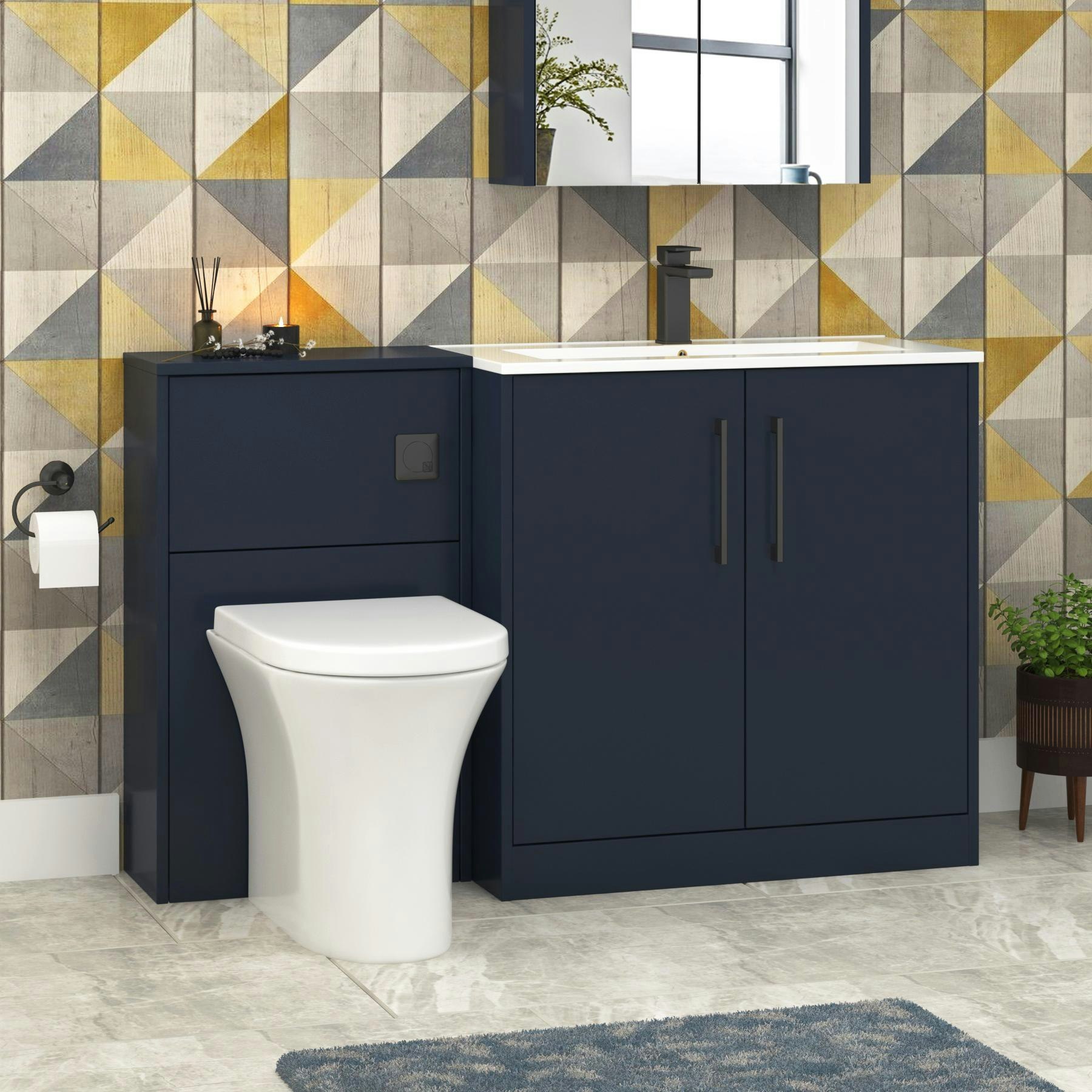 Milan 1300mm Electric Blue 2 Door Floor Standing Vanity Unit MidEdge