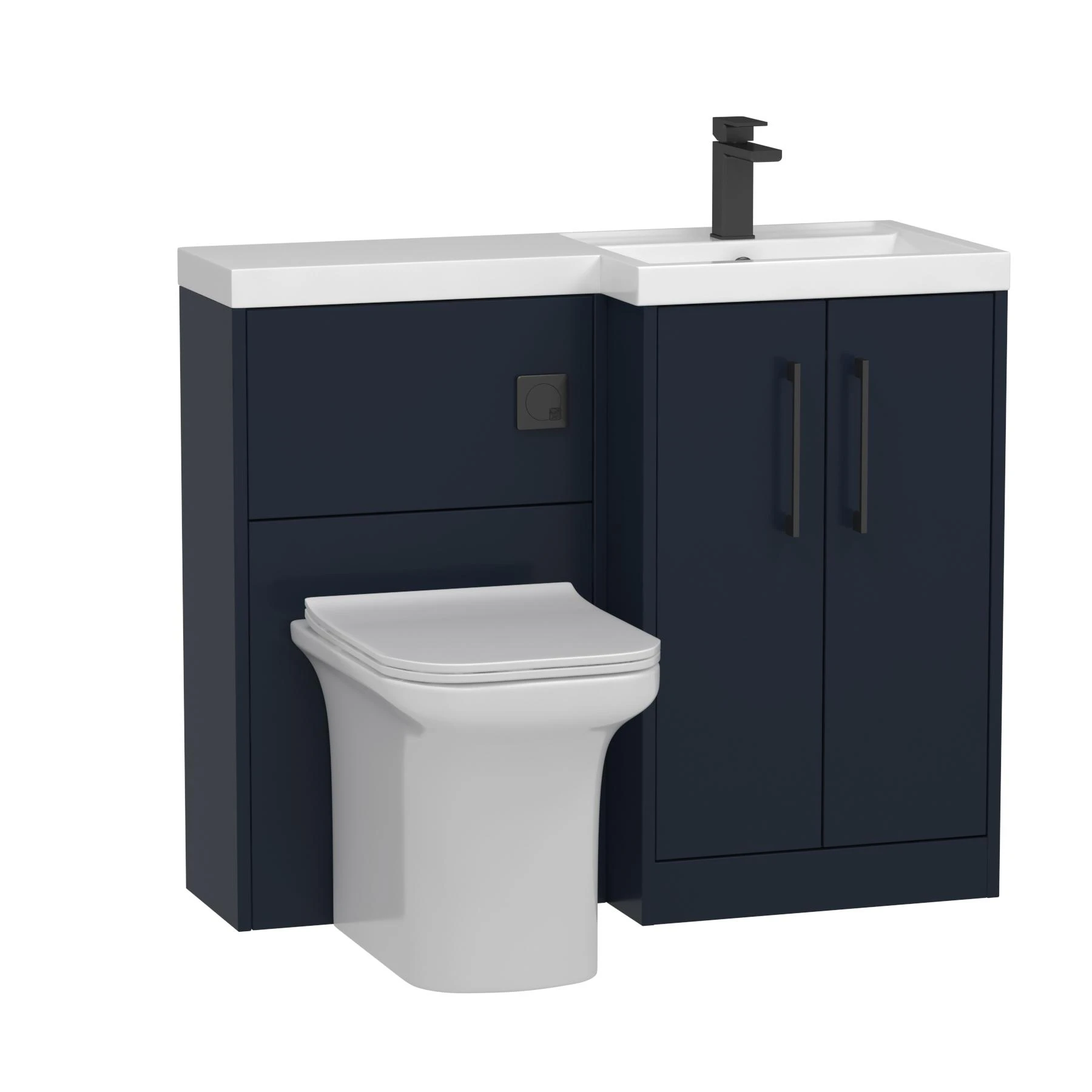 Milan 1000mm Electric Blue Matt 2 Door Floor Standing Vanity Unit R\H L ...