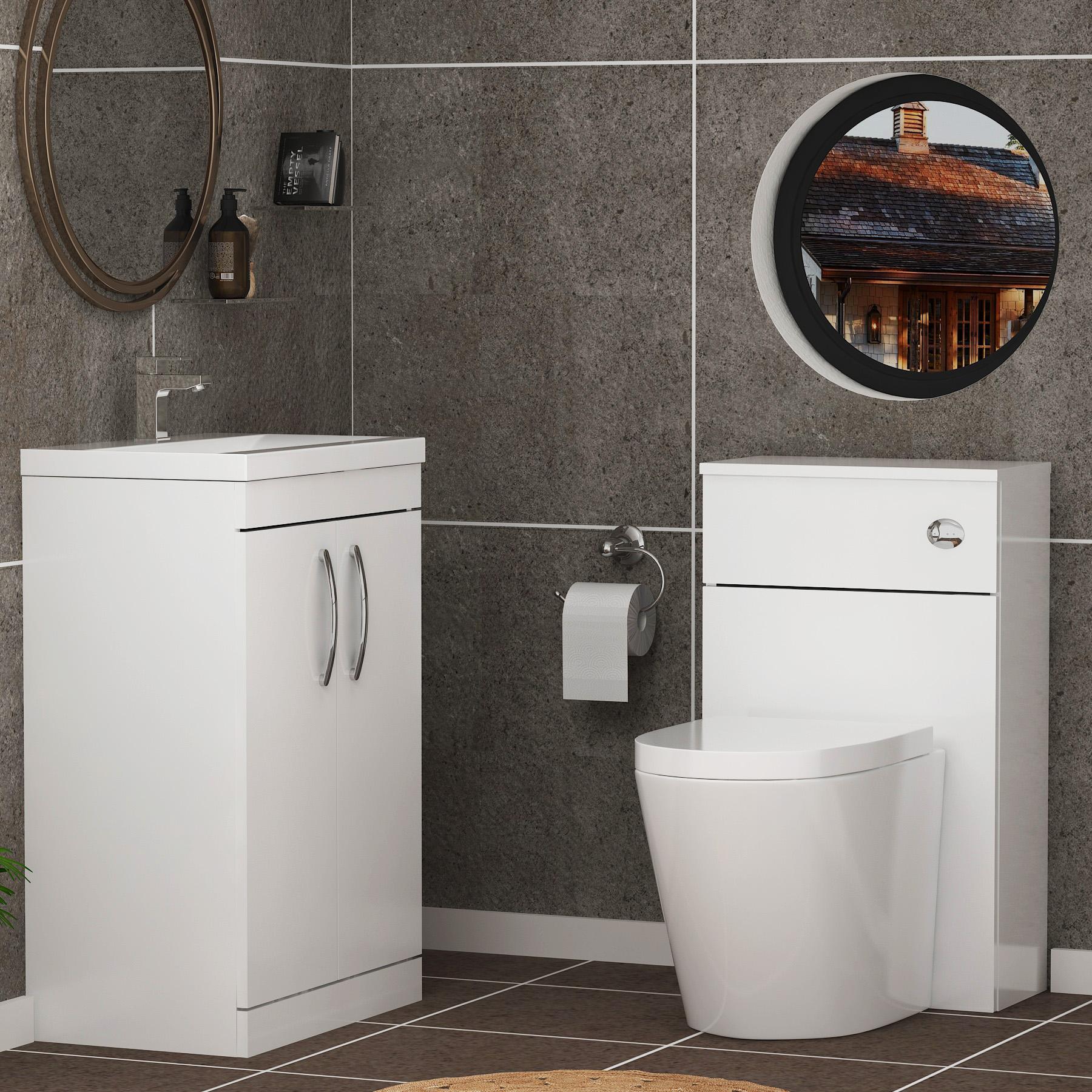 Turin 1000mm Gloss White 2-Doors Furniture Pack - Optional BTW Pan & Basin