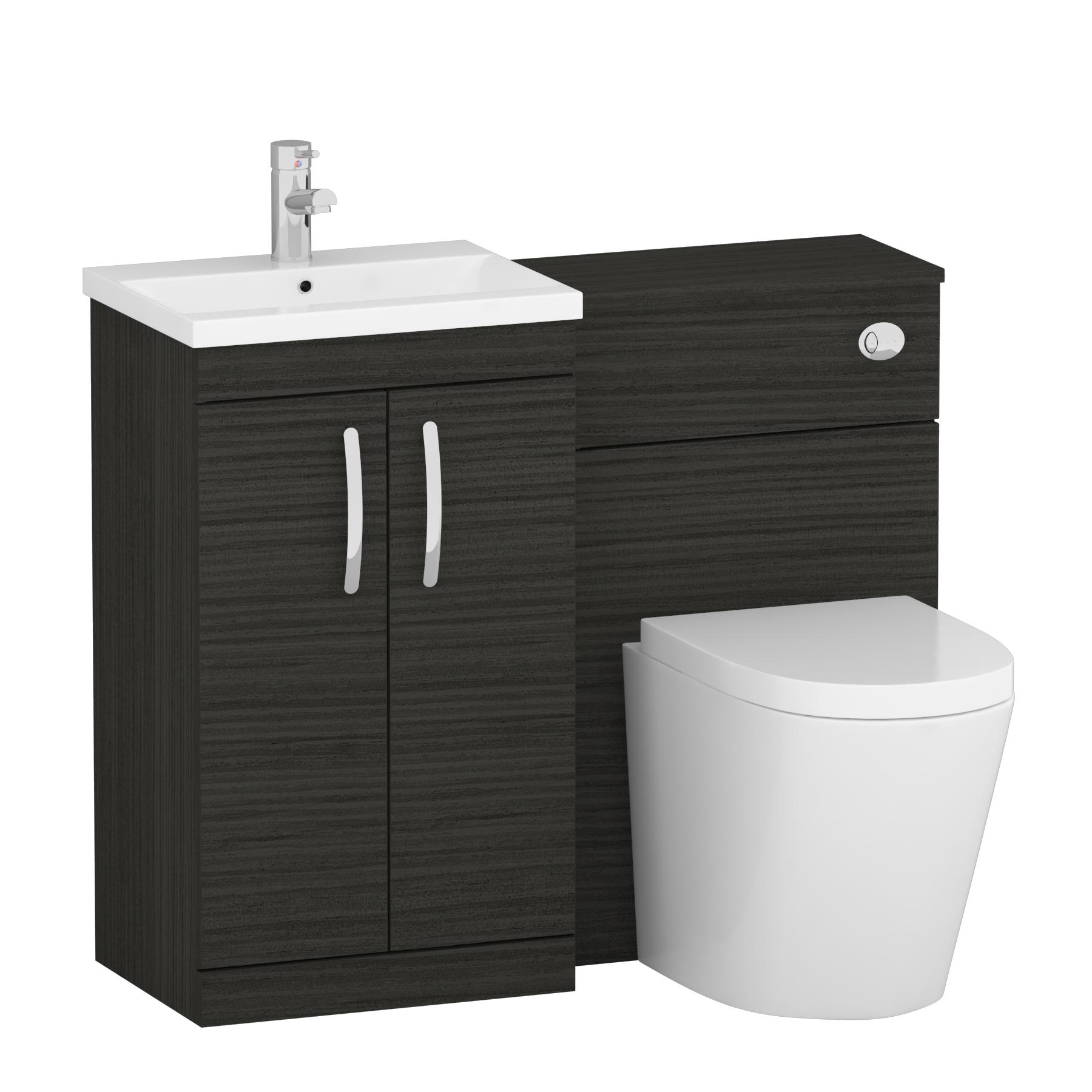 Turin 1000mm Hale Black 2-Doors Mid-Edge Basin with Cesar Back to Wall Toilet Pack