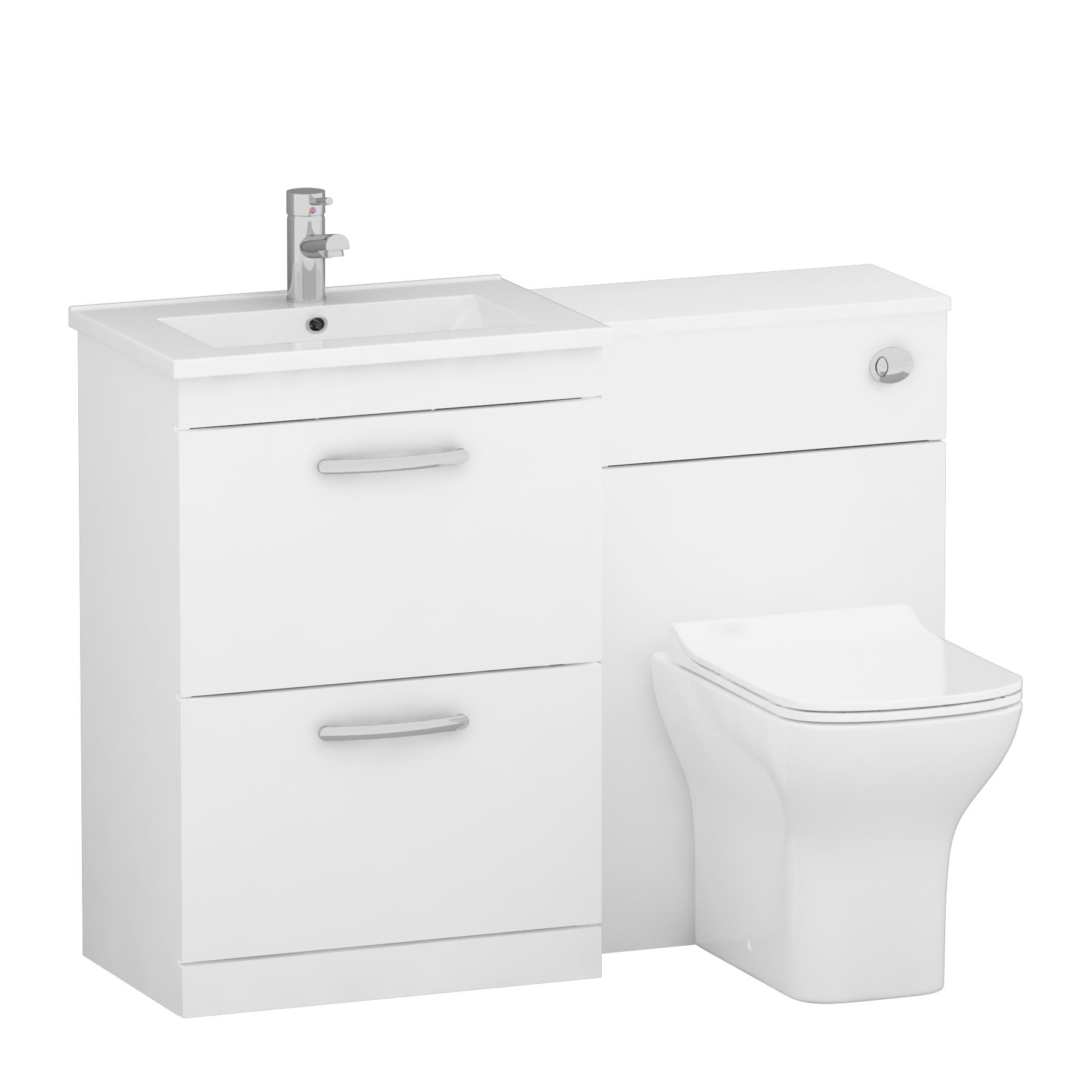 1100mm Turin Gloss White 2-Drawer Furniture Pack - Optional BTW Pan & Basin