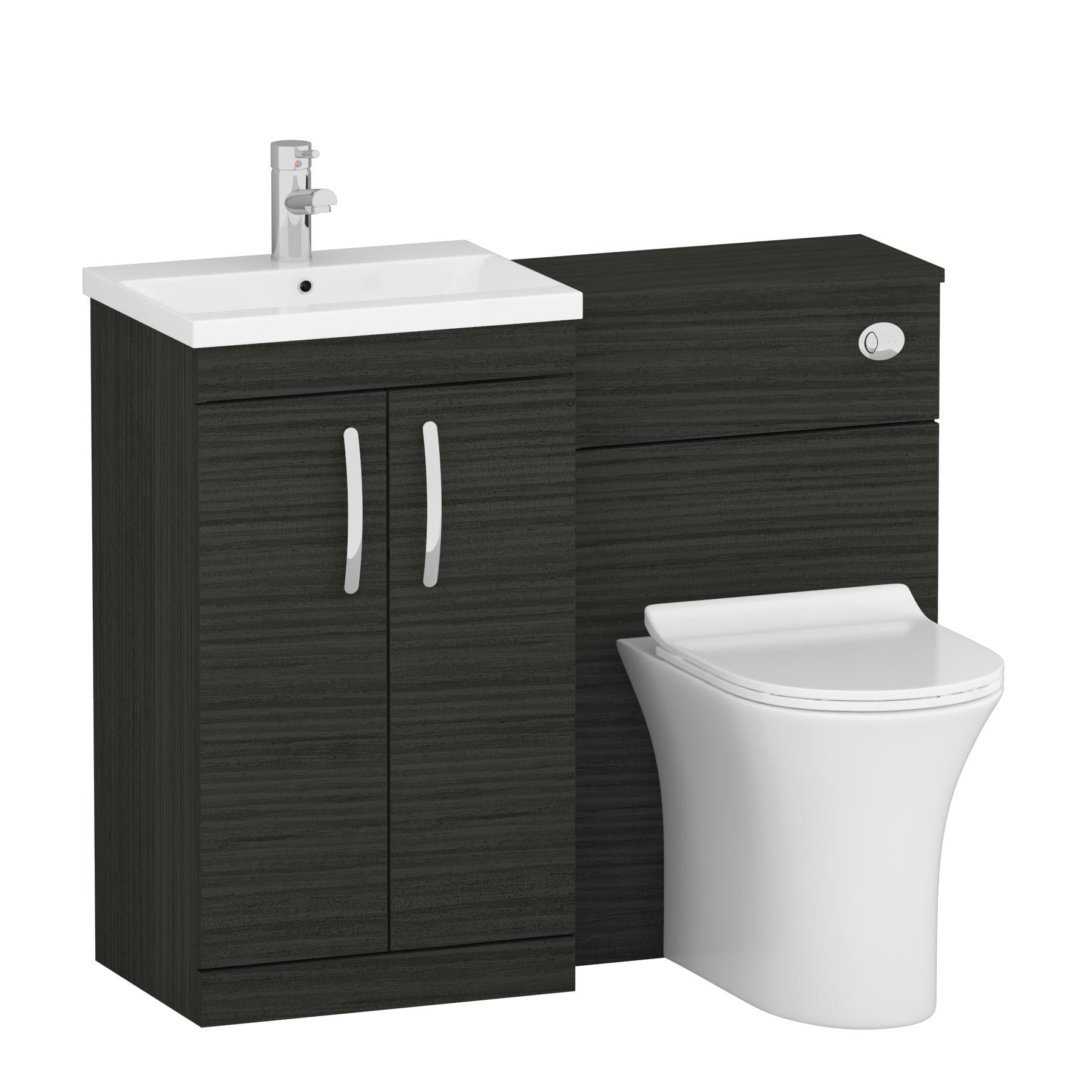 1000mm Hale Black 2 Doors Furniture Pack with Mid Edge Basin & Slim Breeze Back to Wall Toilet