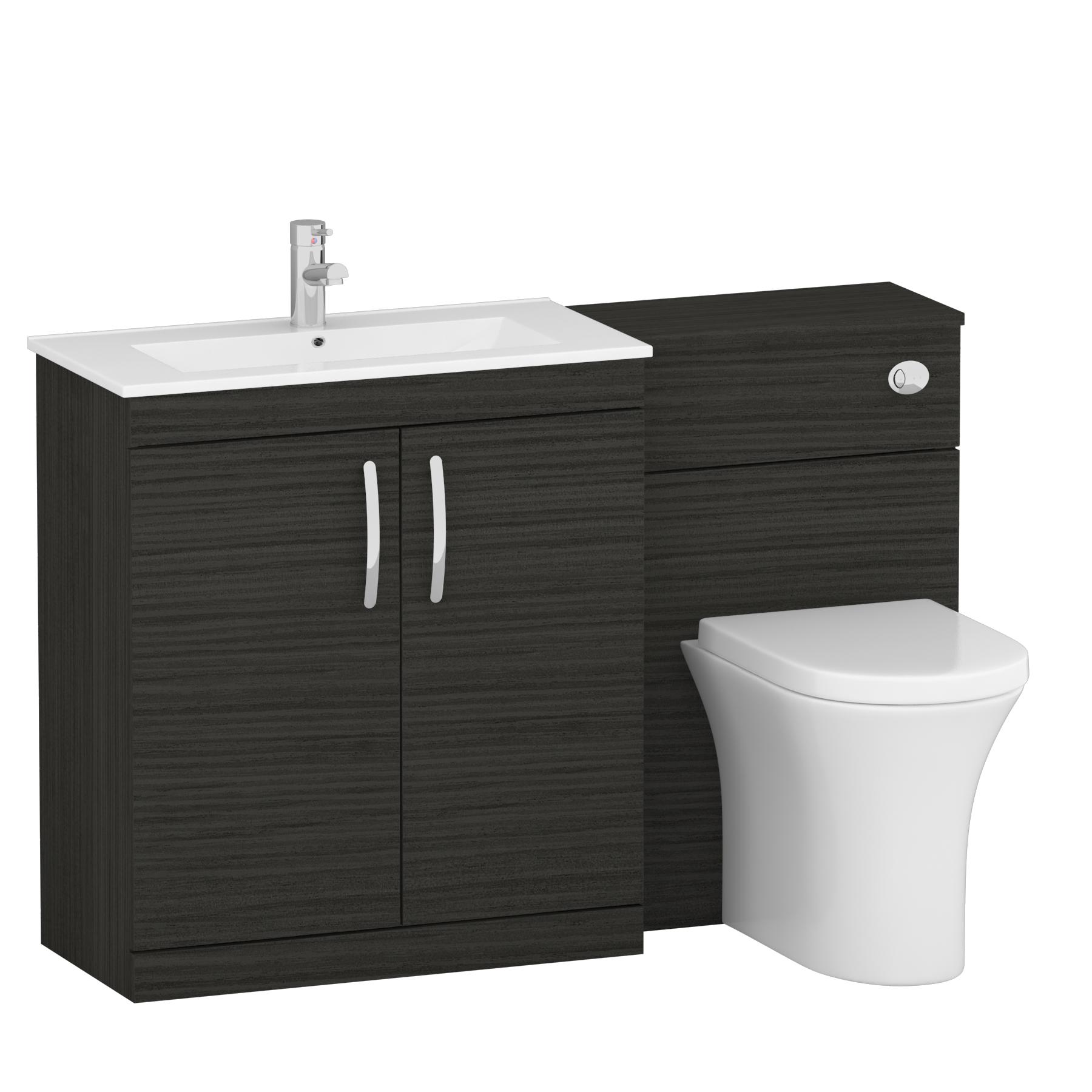 1300mm Hale Black 2 Doors Furniture Pack with Minimalist Basin & Breeze Back to Wall Toilet