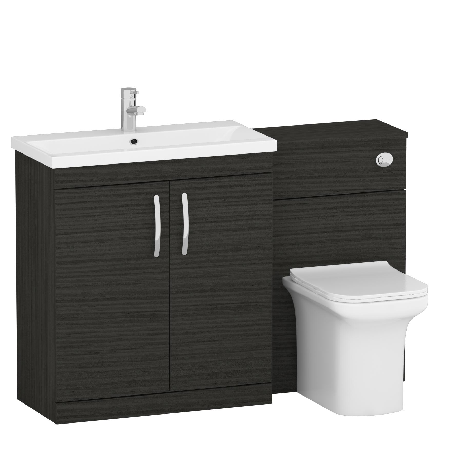 1300mm Hale Black 2 Doors Furniture Pack with Mid Edge Basin & Crosby Back to Wall Toilet
