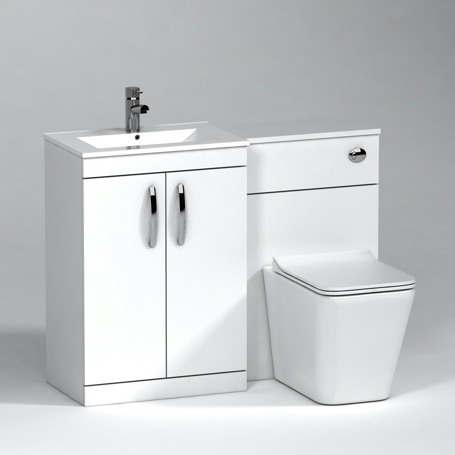 Turin 2Door Gloss White Minimalist Floor Standing Bathroom Furniture