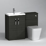 Turin 2-Door Hale Black Mid-Edge Floor Standing Bathroom Furniture Pack -  Elena Toilet