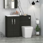 Turin 2-Door Hale Black Minimalist Floor Standing Bathroom Furniture Pack -  Elena Toilet