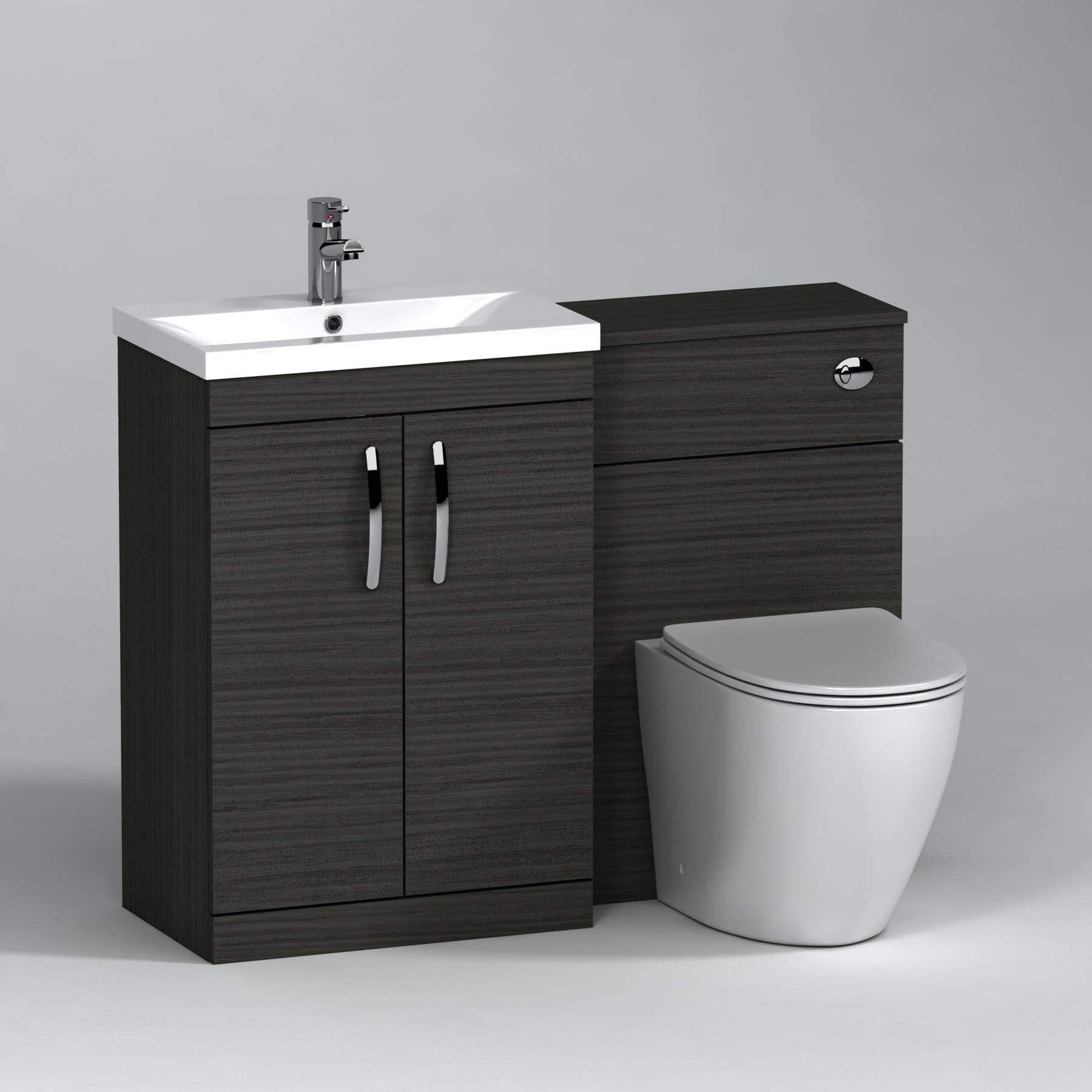 Turin 2-Door Bathroom Furniture Pack Mid-Edge Floor Standing Slim Elva Toilet Hale Black