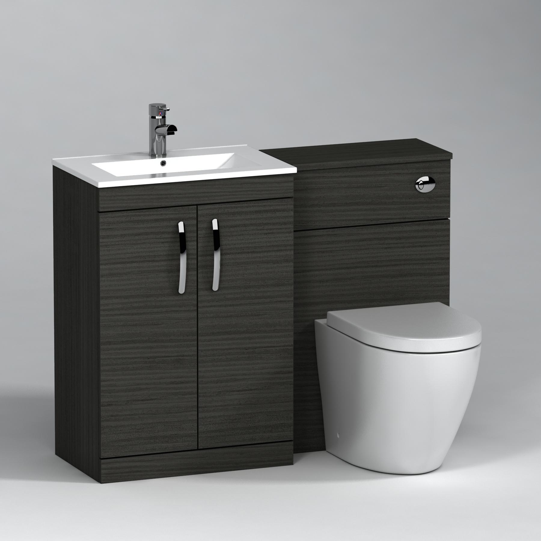 Turin 2-Door Hale Black Minimalist Floor Standing Bathroom Furniture Pack -  Elva Toilet