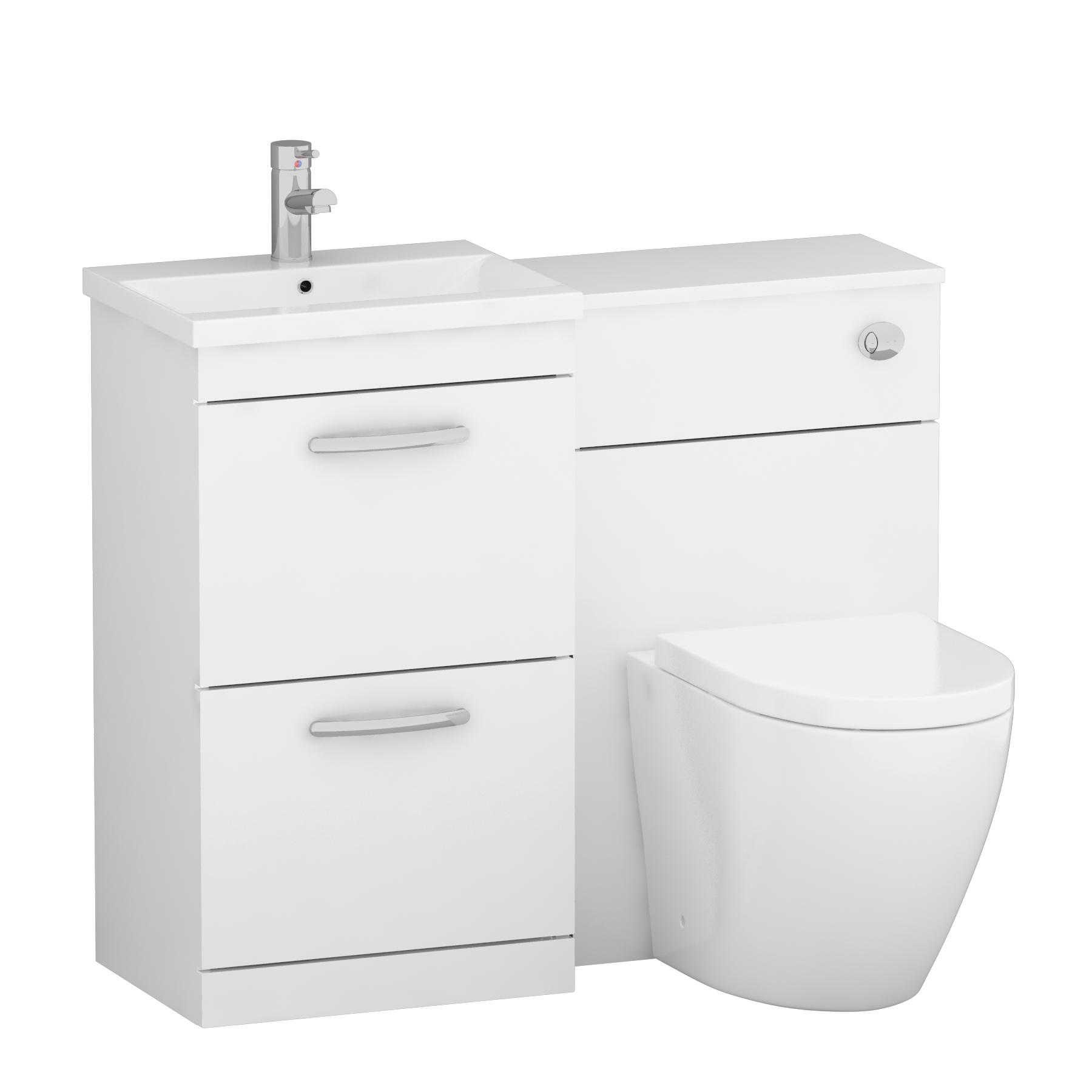 1000mm Gloss White 2 Drawer Furniture Pack with Minimalist Basin & Elva Back to Wall Toilet