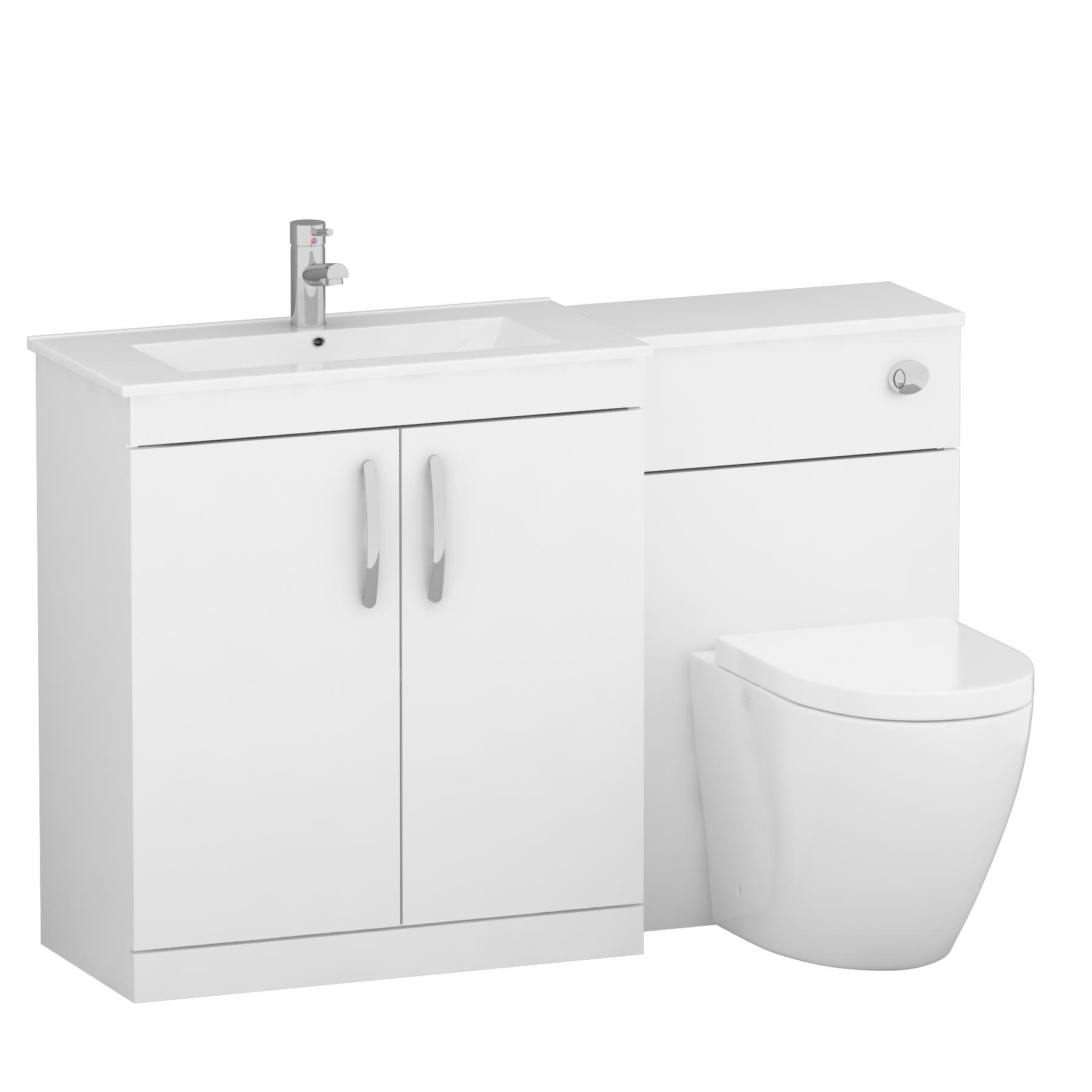 1300mm Gloss White 2 Doors Furniture Pack with Minimalist Basin & Elva Back to Wall Toilet