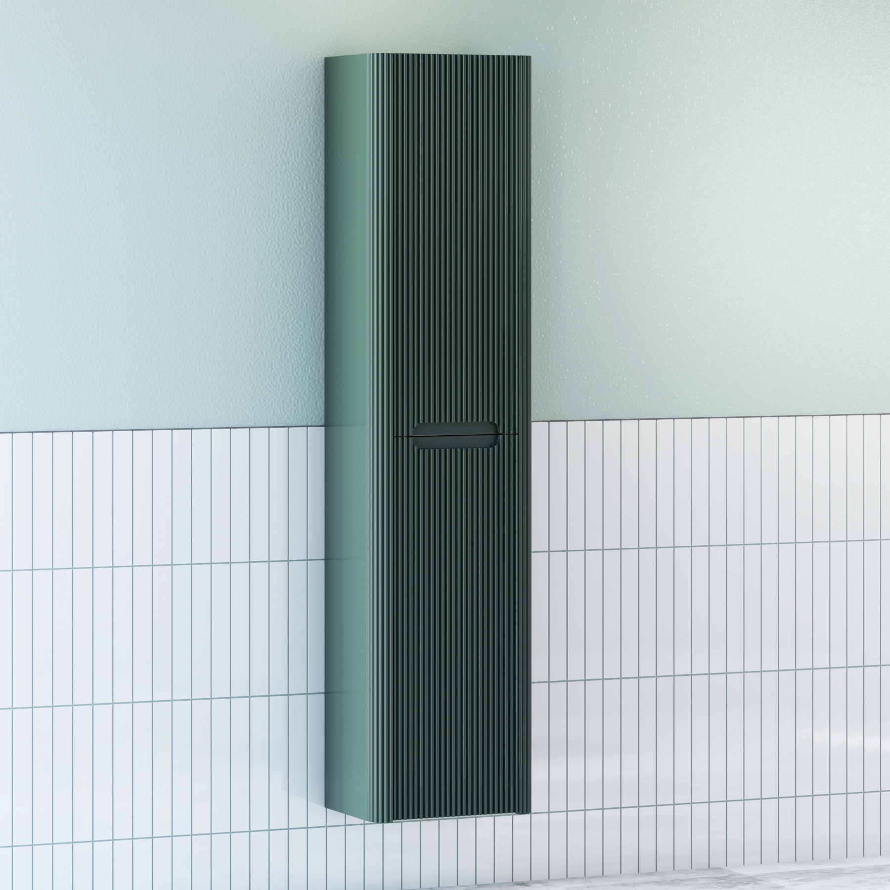 Avenza 1500mm Deep Moss Green 2-Door Wall Hung Tall Boy Cabinet Unit