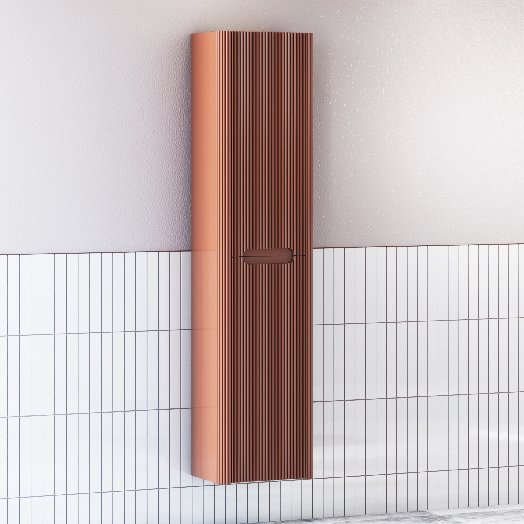Avenza 1500mm Terracotta Clay 2-Door Wall Hung Tall Boy Cabinet Unit