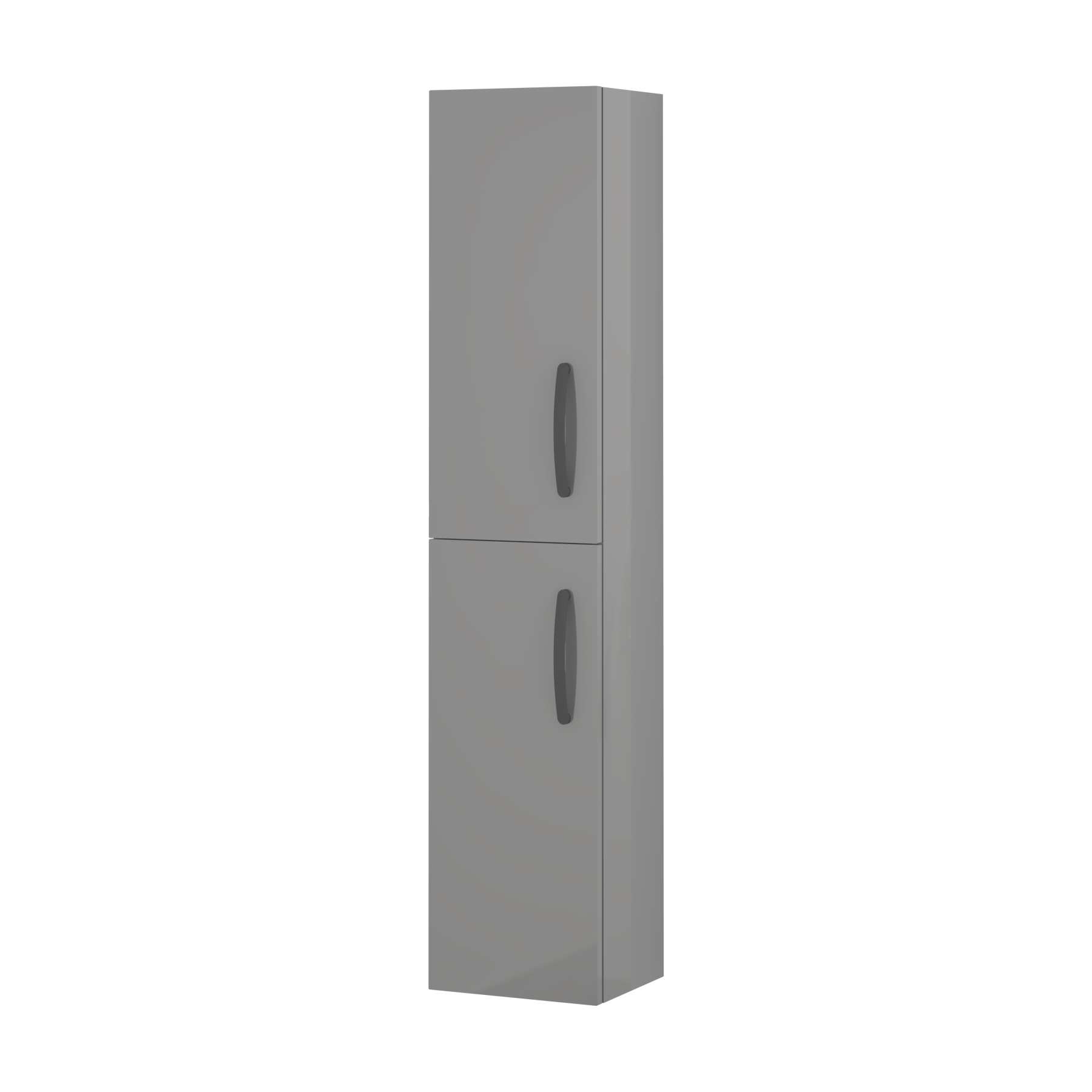 Turin 1450mm Indigo Grey Gloss 2-Door Wall Hung Tall Boy Cabinet Unit Matt Black Handle