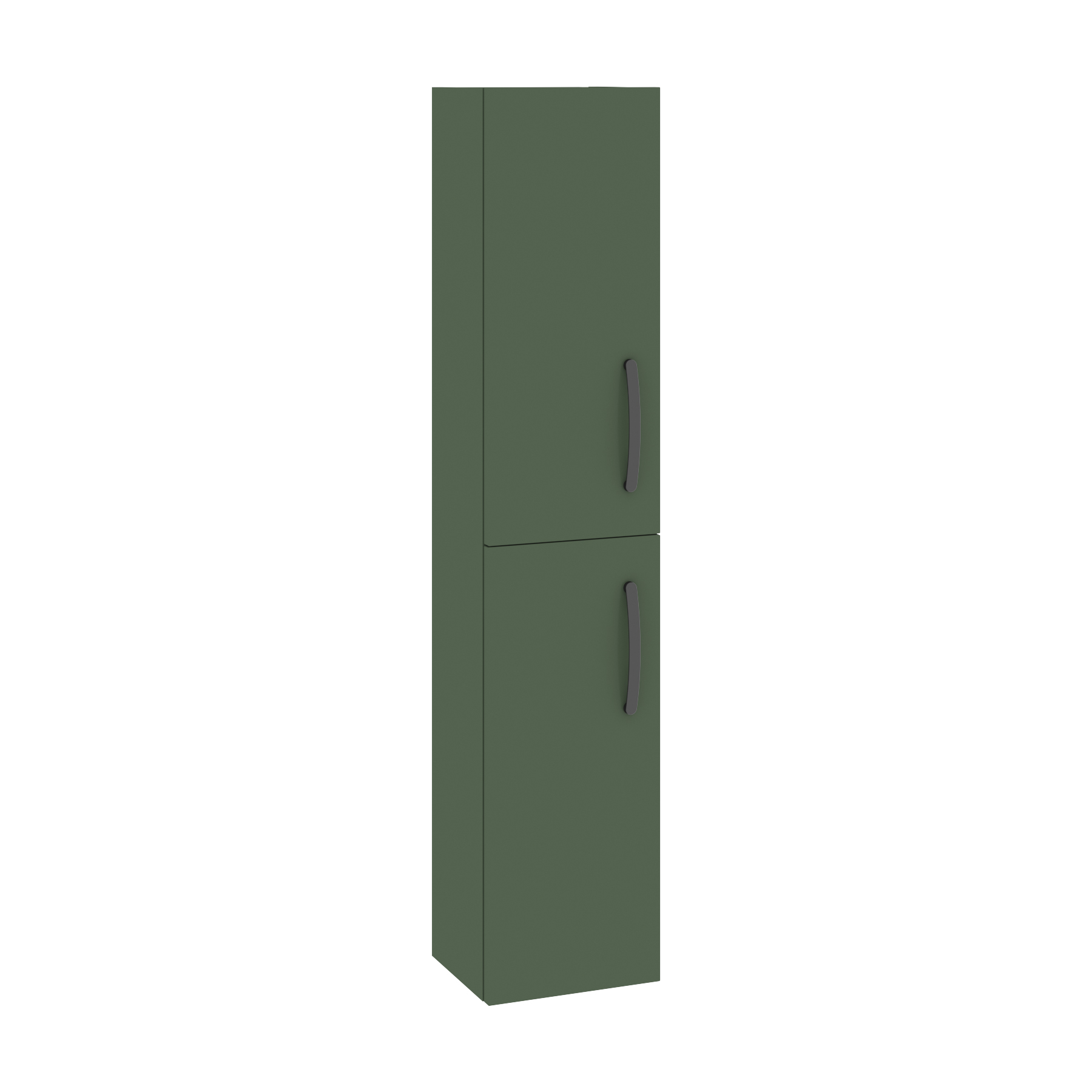 Turin 1450 x 300 x 250mm Matt Green 2-Door Wall Hung Tall Boy Cabinet Unit Matt Black Handles