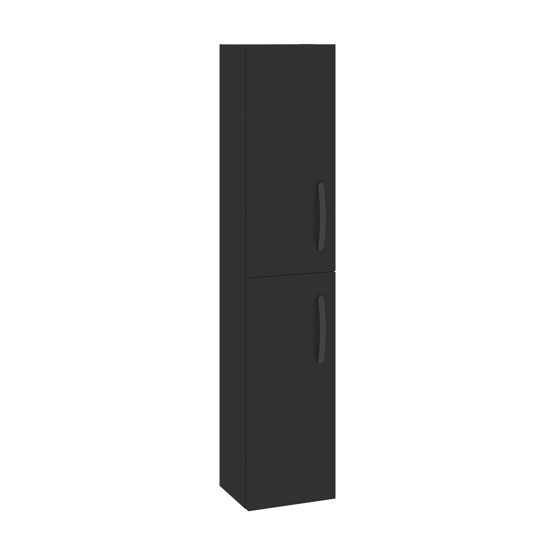 Turin 1450 x 300 x 250mm Matt Black 2-Door Wall Hung Tall Boy Cabinet Unit Multiple Handle