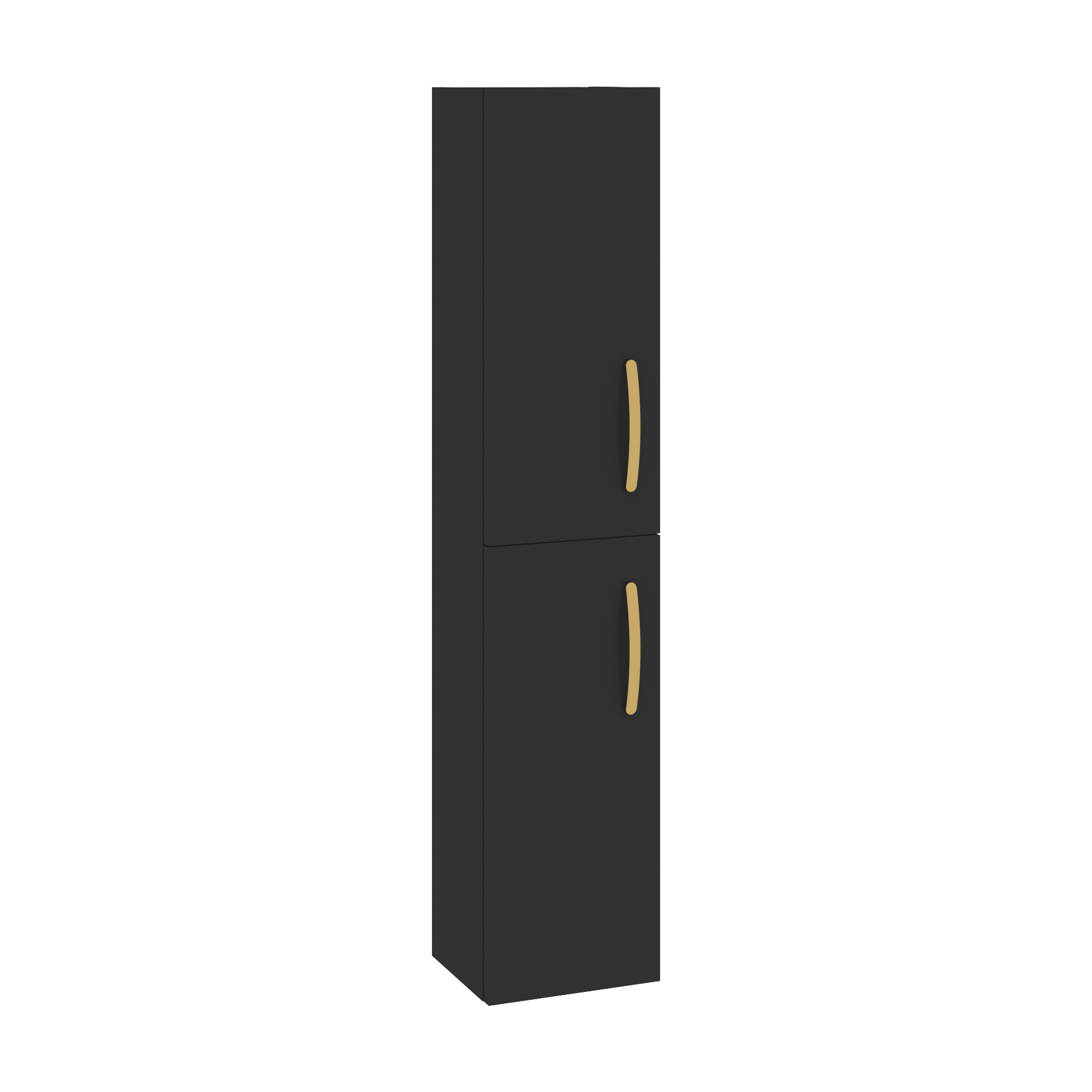 Turin 1450 x 300 x 250mm Matt Black 2-Door Wall Hung Tall Boy Cabinet Unit Multiple Handle