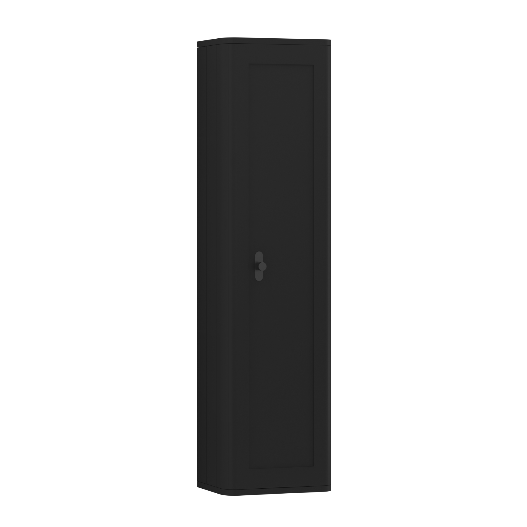 Henley 1390mm Matt Nocturne Black 1-Door Wall Hung Tall Boy Cabinet Unit with Matt Black Knob